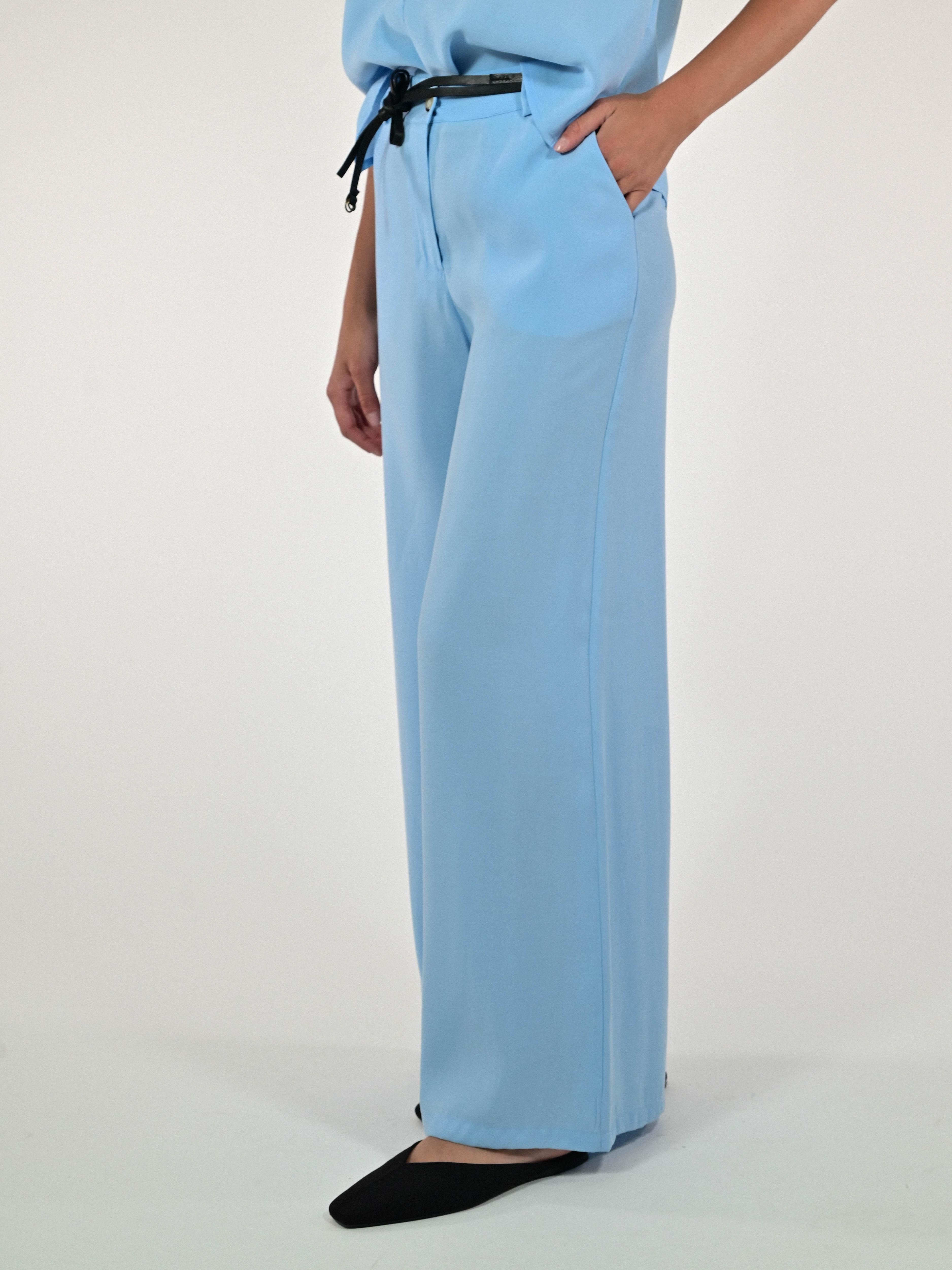 Pantalone palazzo modal celeste P1105728 CELESTE LALTRA|STORIA 