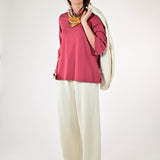 Pantalone carrot fit accoppiato cotone burro P1100432 BURRO LALTRA|STORIA 