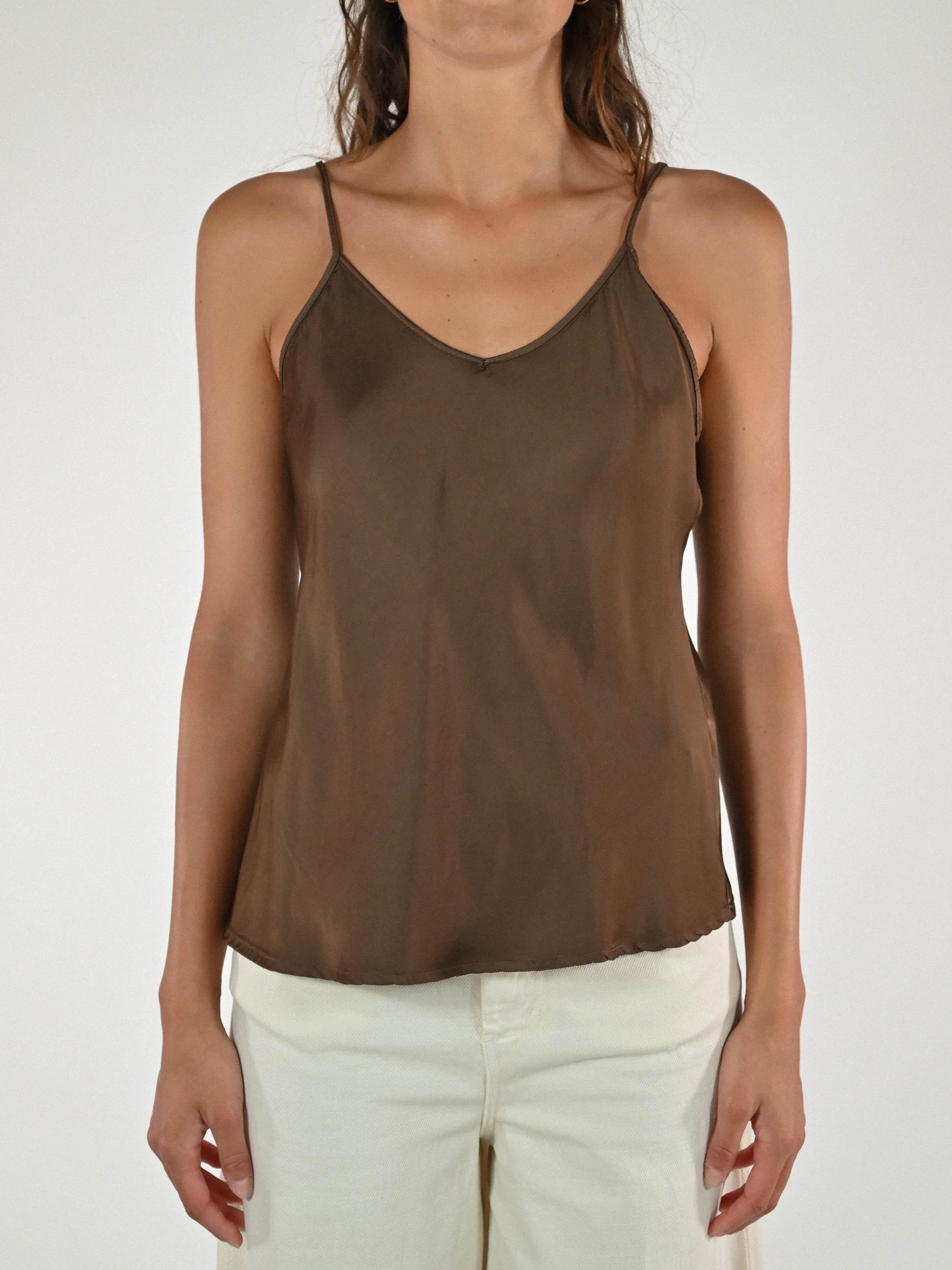 Top raso viscosa marrone T1111417 MARRONE LALTRA|STORIA 