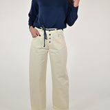 Pantalone largo bottoni cotone burro P1102321 BURRO LALTRA|STORIA 