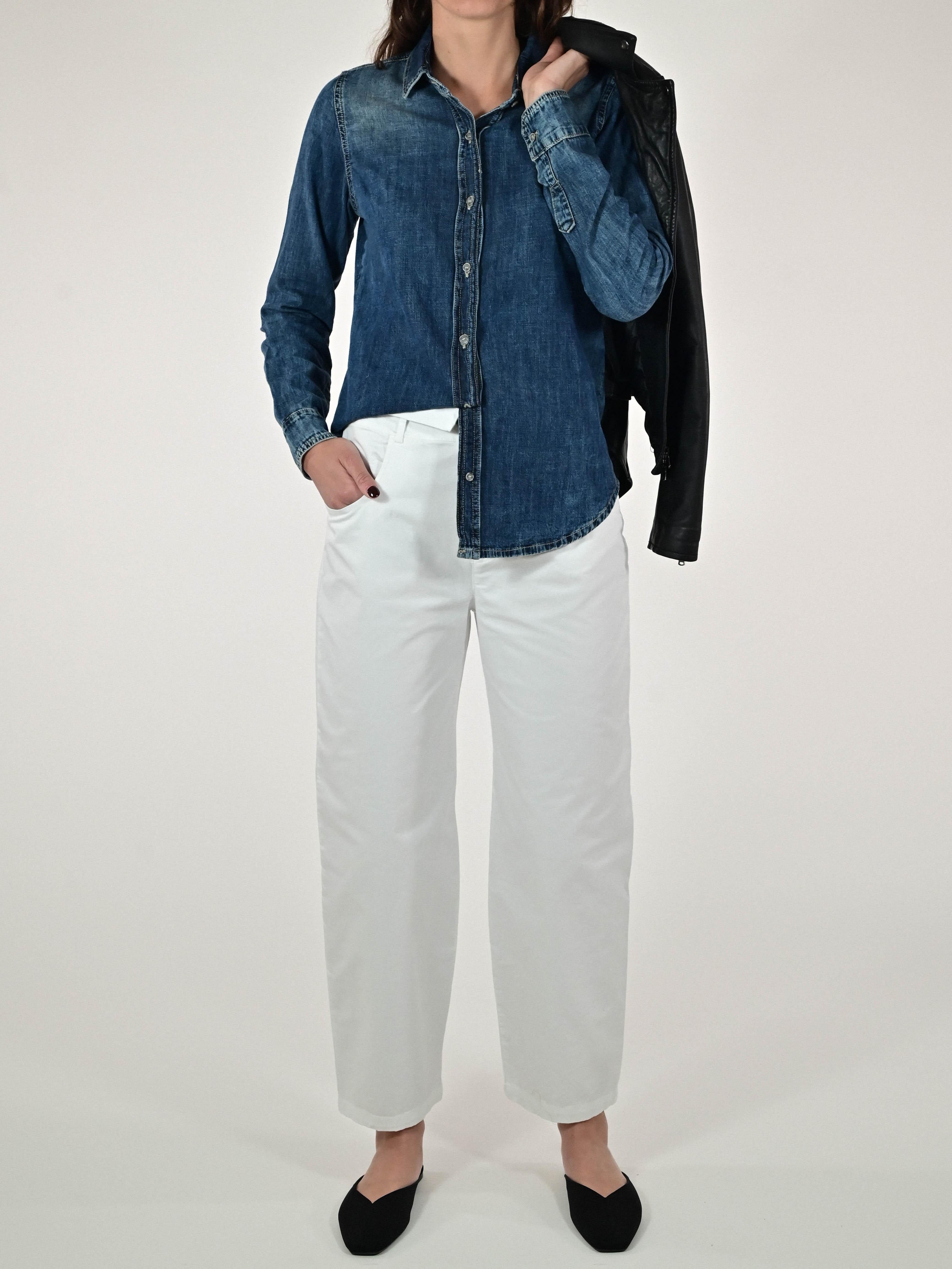 Pantalone bottoni cotone bianco P1101832 BIANCO LALTRA|STORIA 