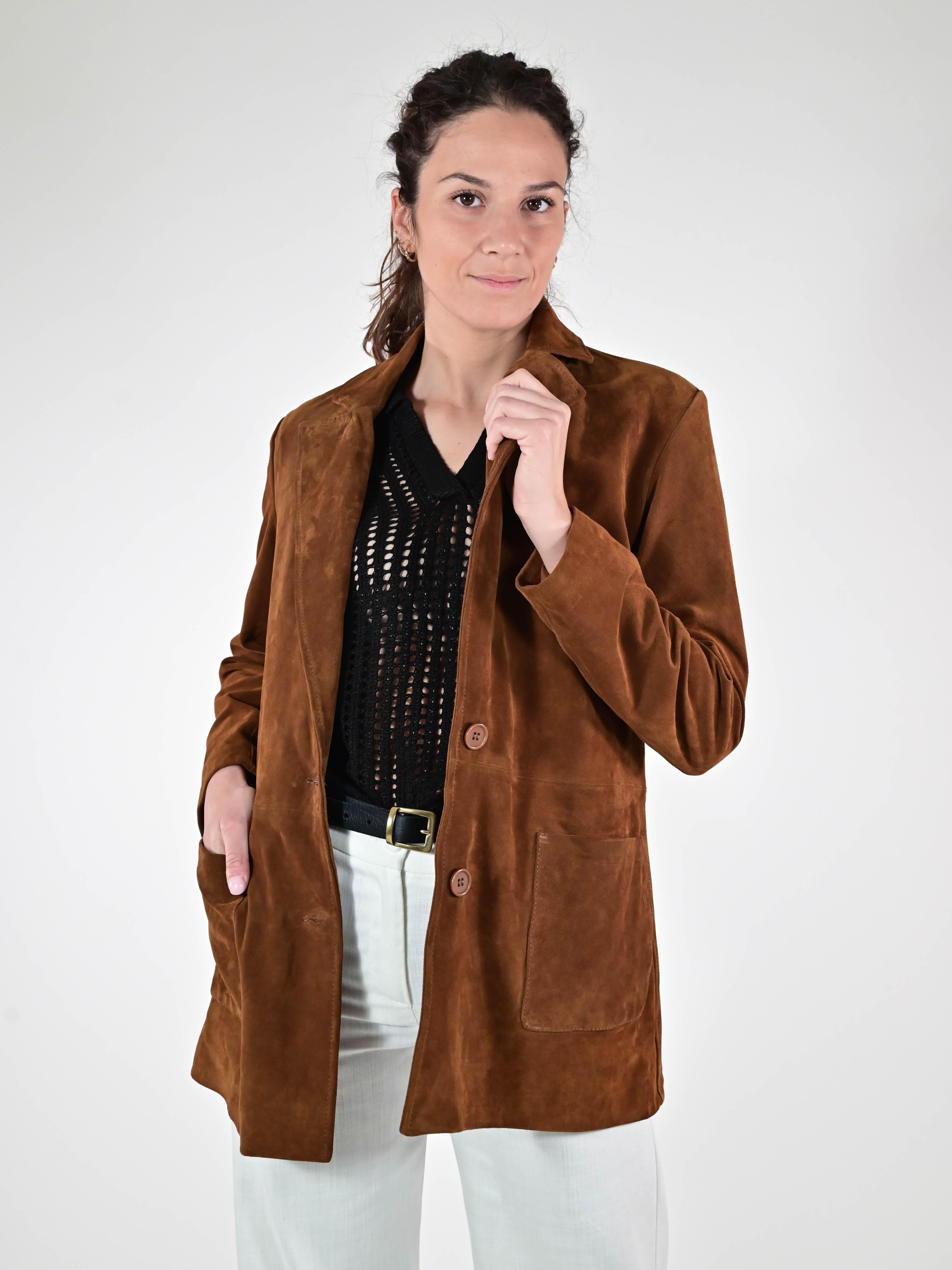 Blazer tasche camoscio GGGB2328S103 COGNAC LALTRA|STORIA 