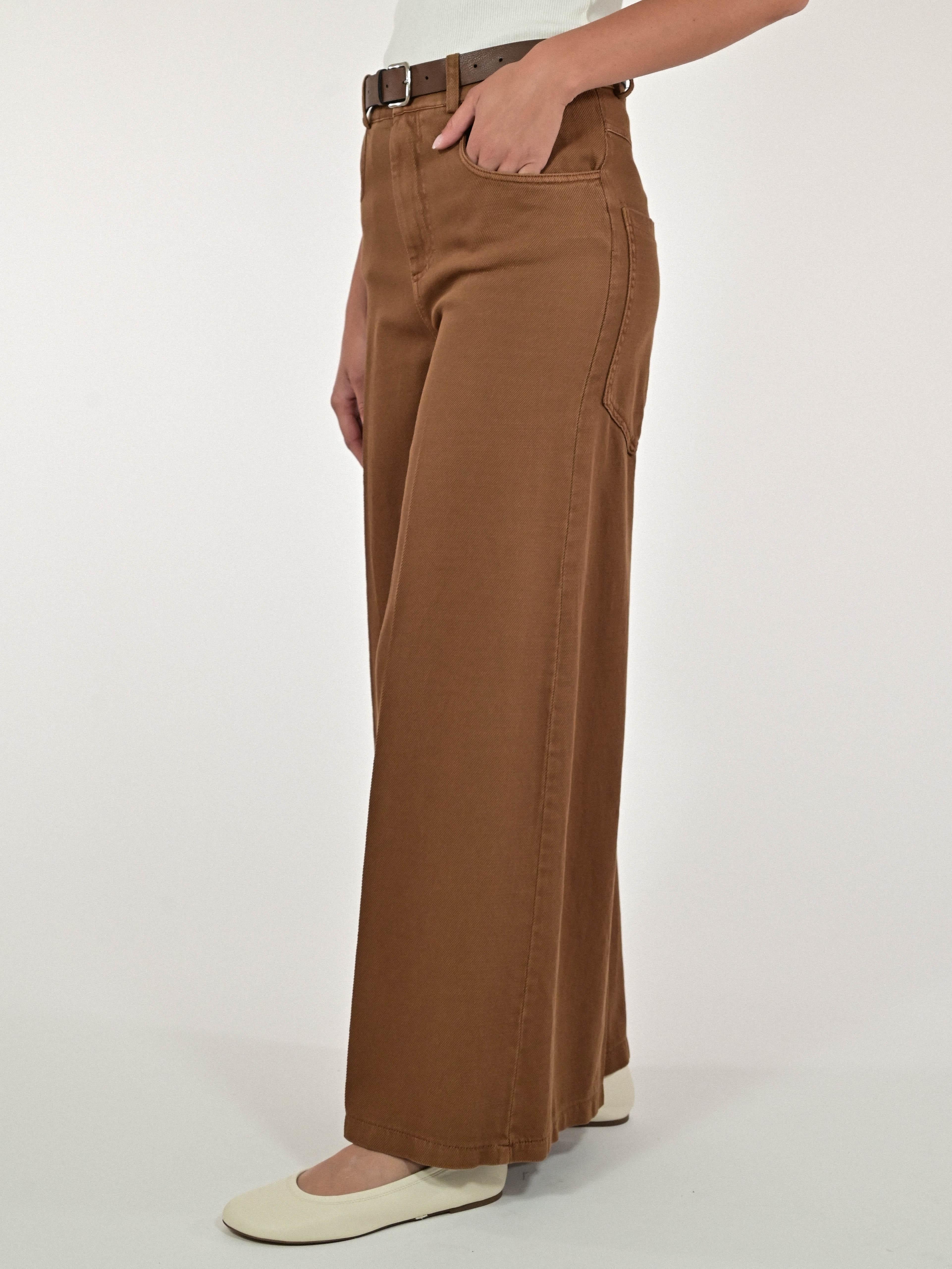 Pantalone palazzo con cinta cotone bruciato CPPE25420632 BRUCIATO LALTRA|STORIA 