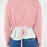 Maglia laccio traforata cotone rosa EL-25P10135 ROSA LALTRA|STORIA 