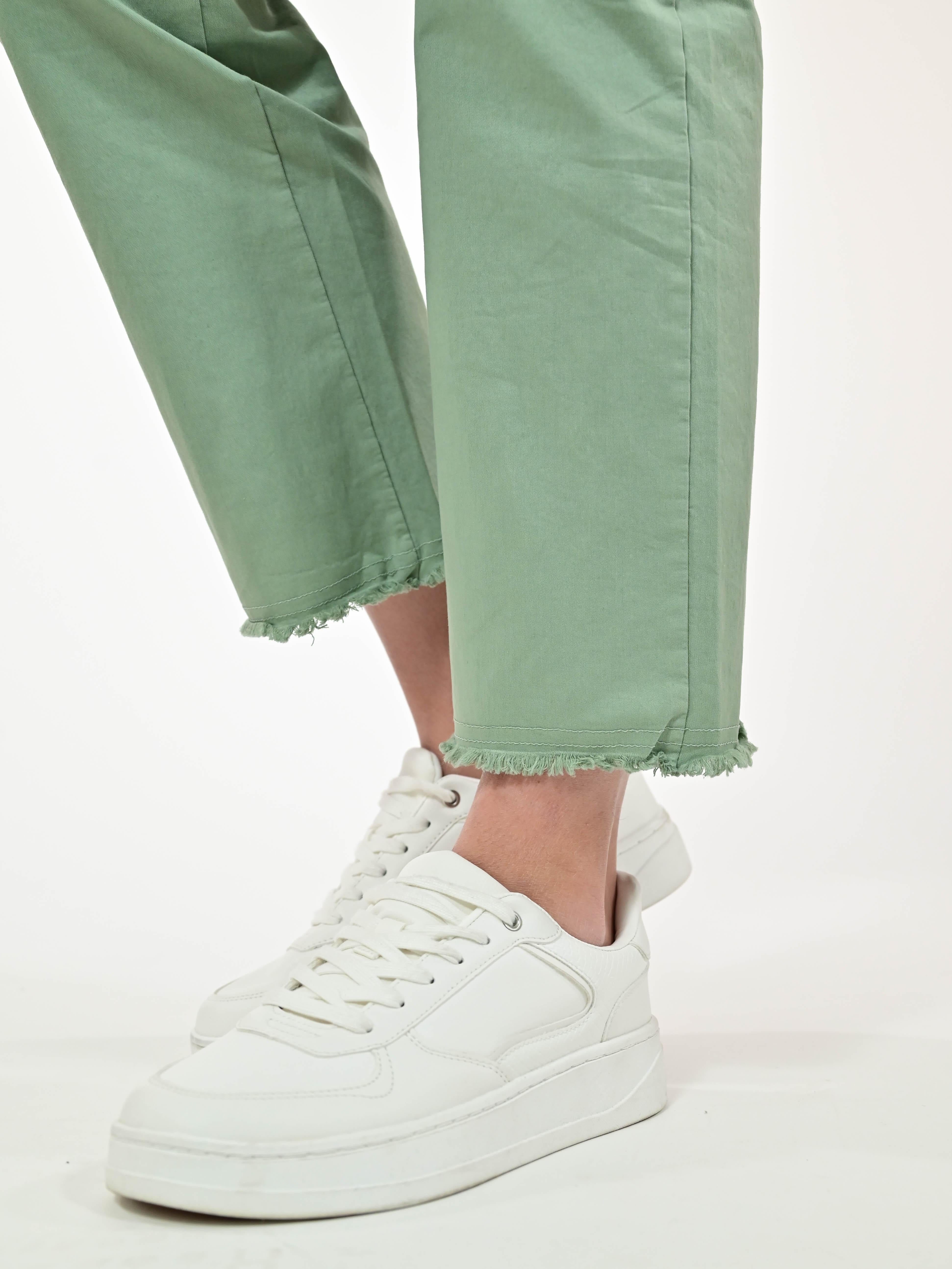 Pantalone slim in gabardine cotone verde salvia P1091029 VERDE SALVIA LALTRA|STORIA 