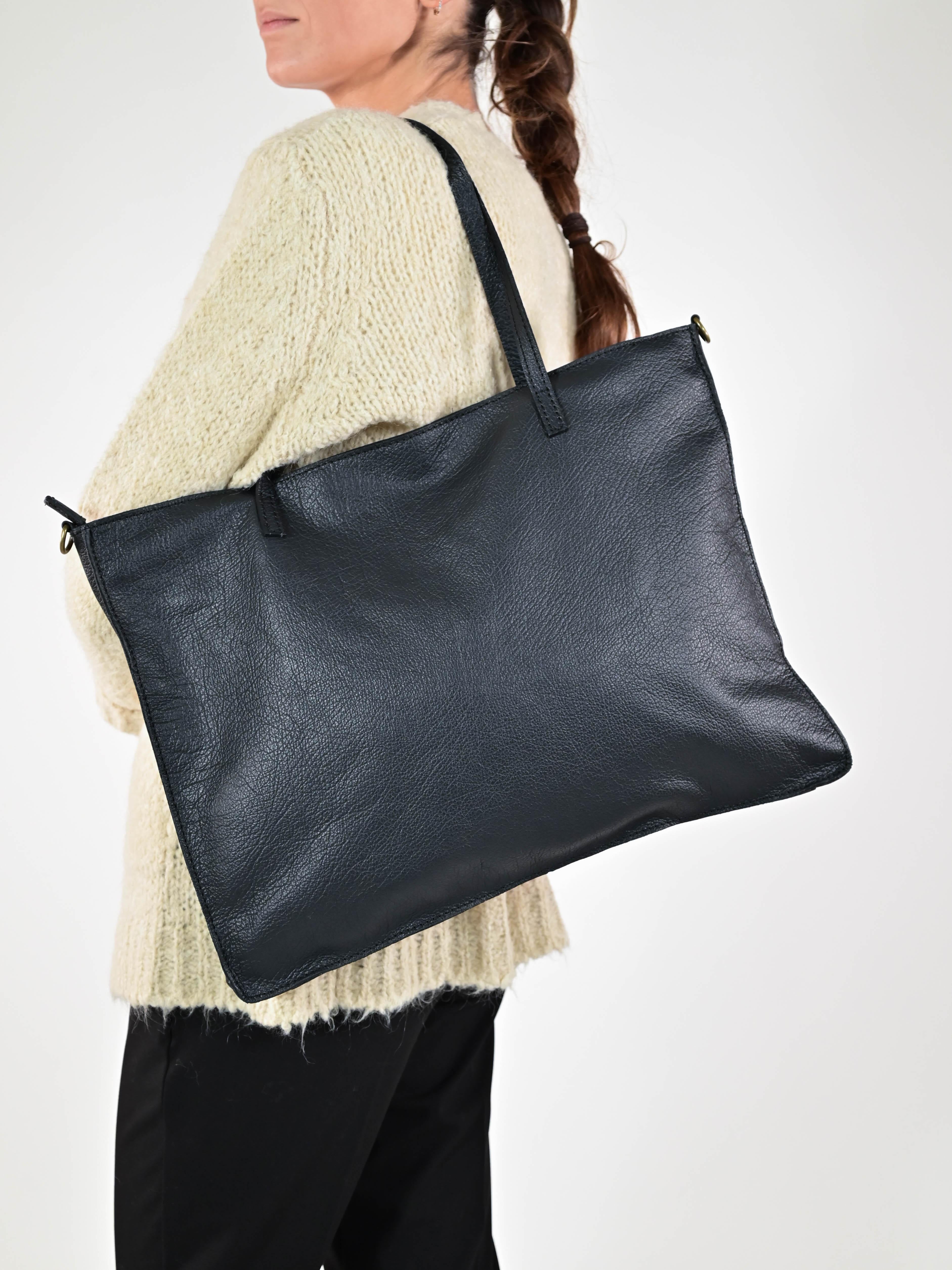Borsa shopper piatta pelle nero GG16009/Z44 NERO LALTRA|STORIA 