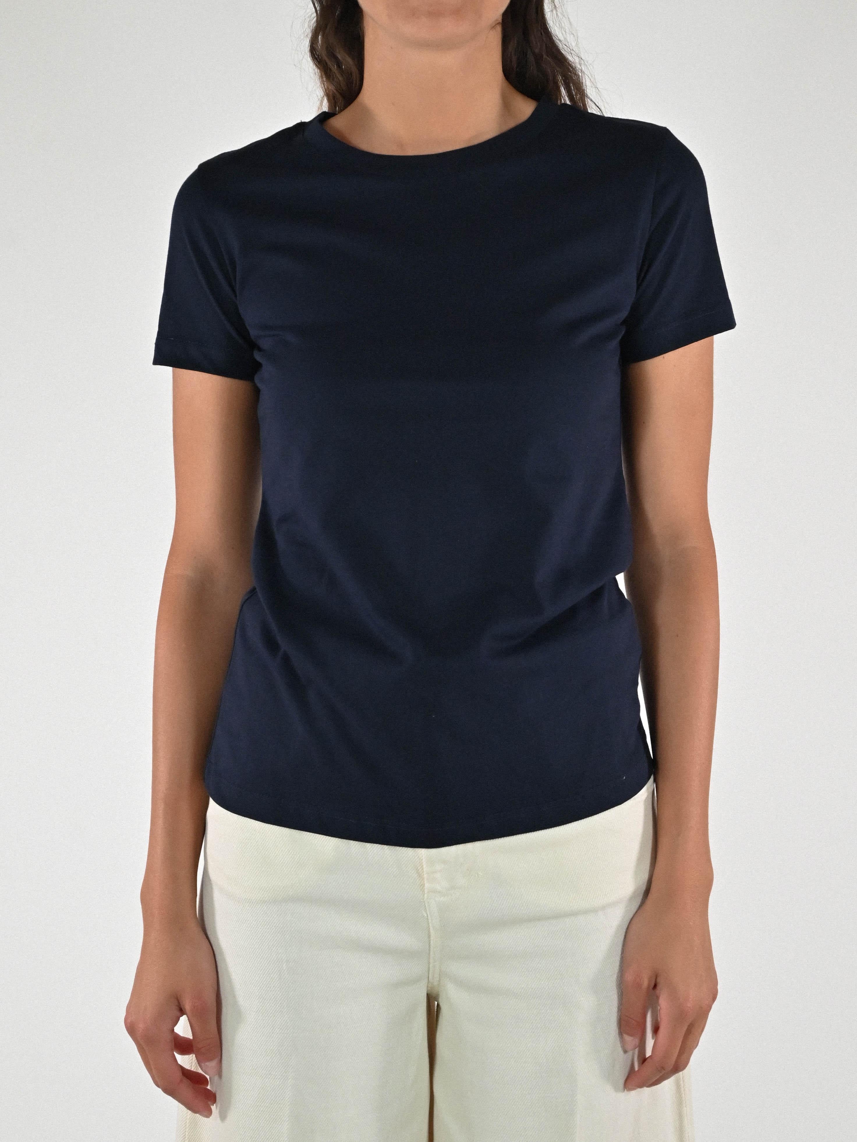 T-shirt slim girocollo cotone blu M1107-TP-BAS11 BLU LALTRA|STORIA 