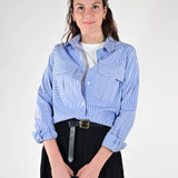 Camicia righe tasche cotone blu C5569-T182-BAS27 RIGA BLU LALTRA|STORIA 