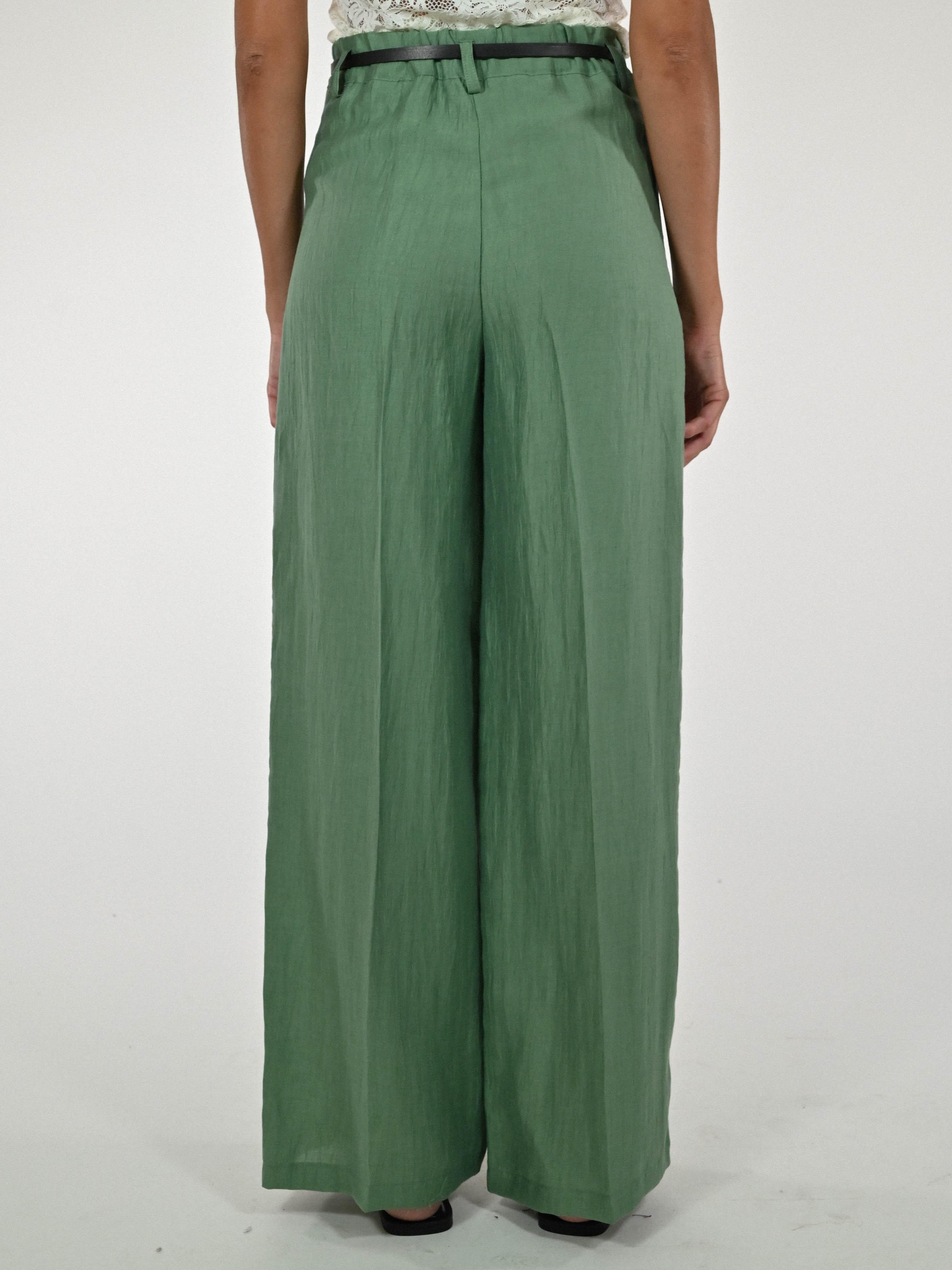 Pantalone palazzo cangiante lino salvia CPPE25432434 SALVIA LALTRA|STORIA 