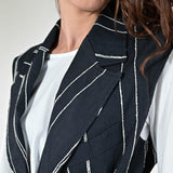 Gilet gessato cotone nero G1091152 NERO LALTRA|STORIA 