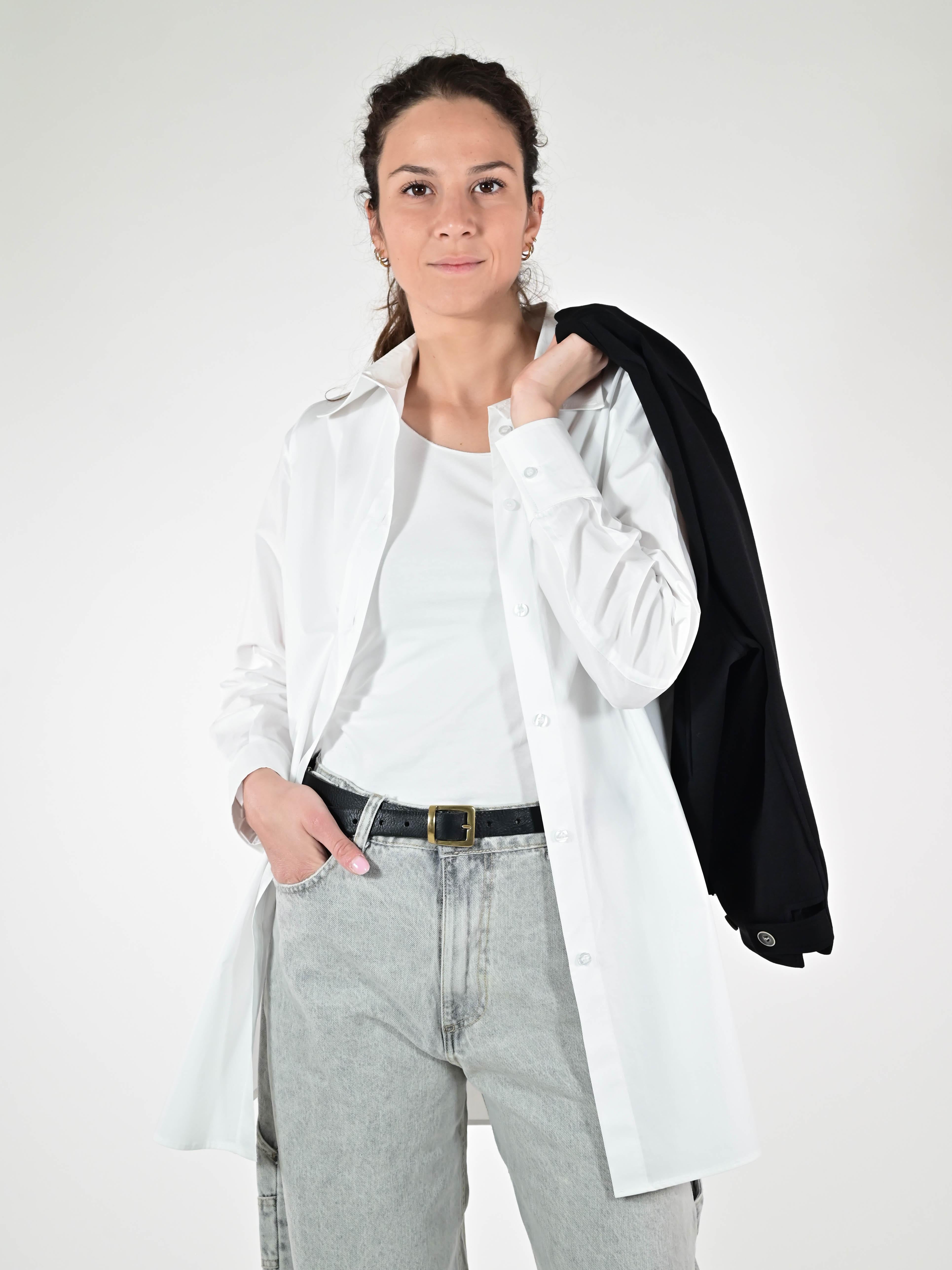 Camicia basic lunga cotone bianco C5645-NT/BAS21 BIANCO LALTRA|STORIA 