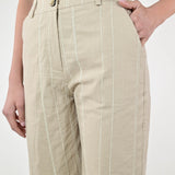 Pantalone palazzo gessato beige P1096433 BEIGE LALTRA|STORIA 