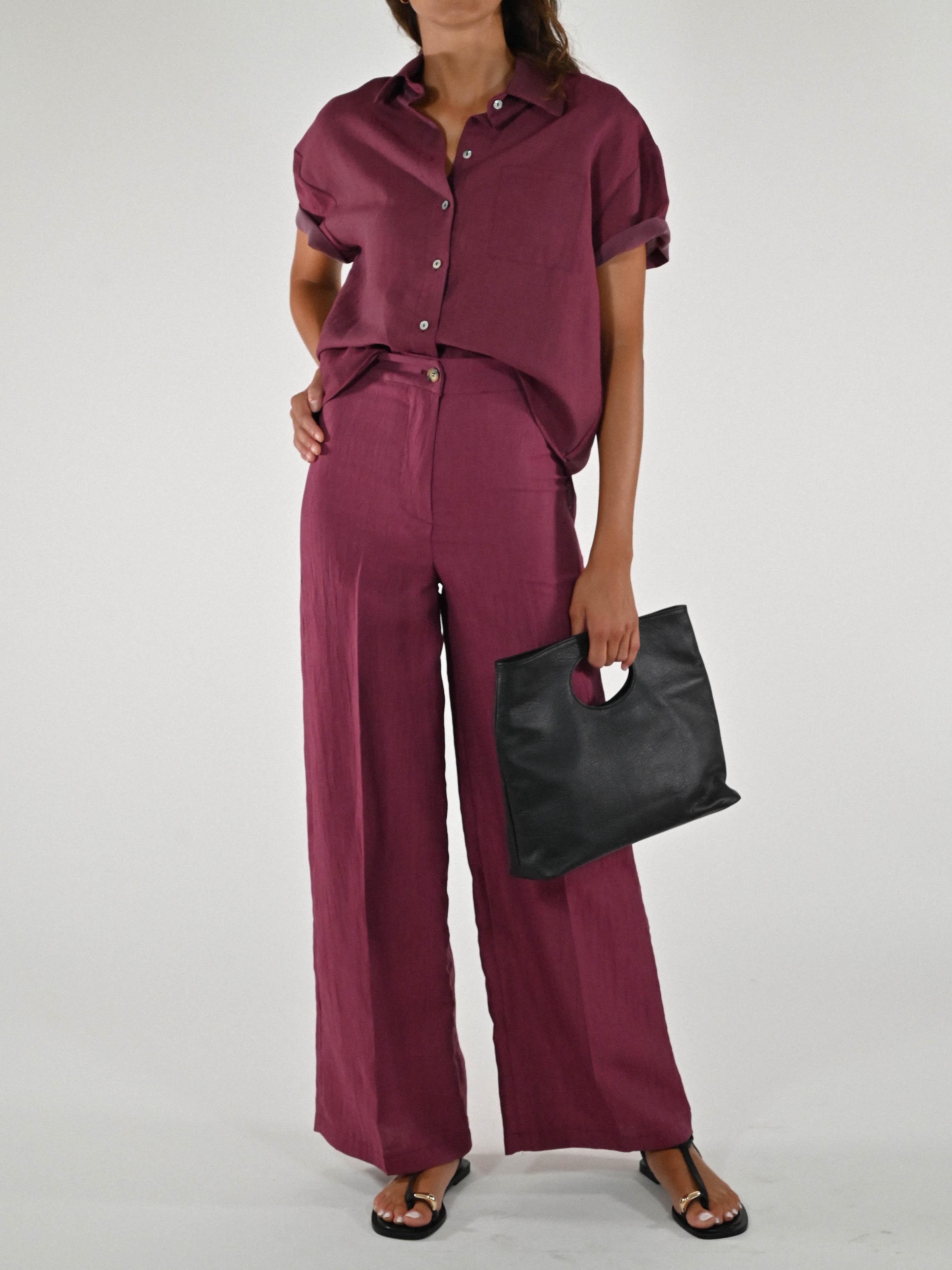 Pantalone palazzo cangiante lino india CPPE25432434 INDIA LALTRA|STORIA 
