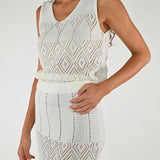 Canotta crochet lurex viscosa bianca TP6821-T183-BAS15 BIANCO LALTRA|STORIA 