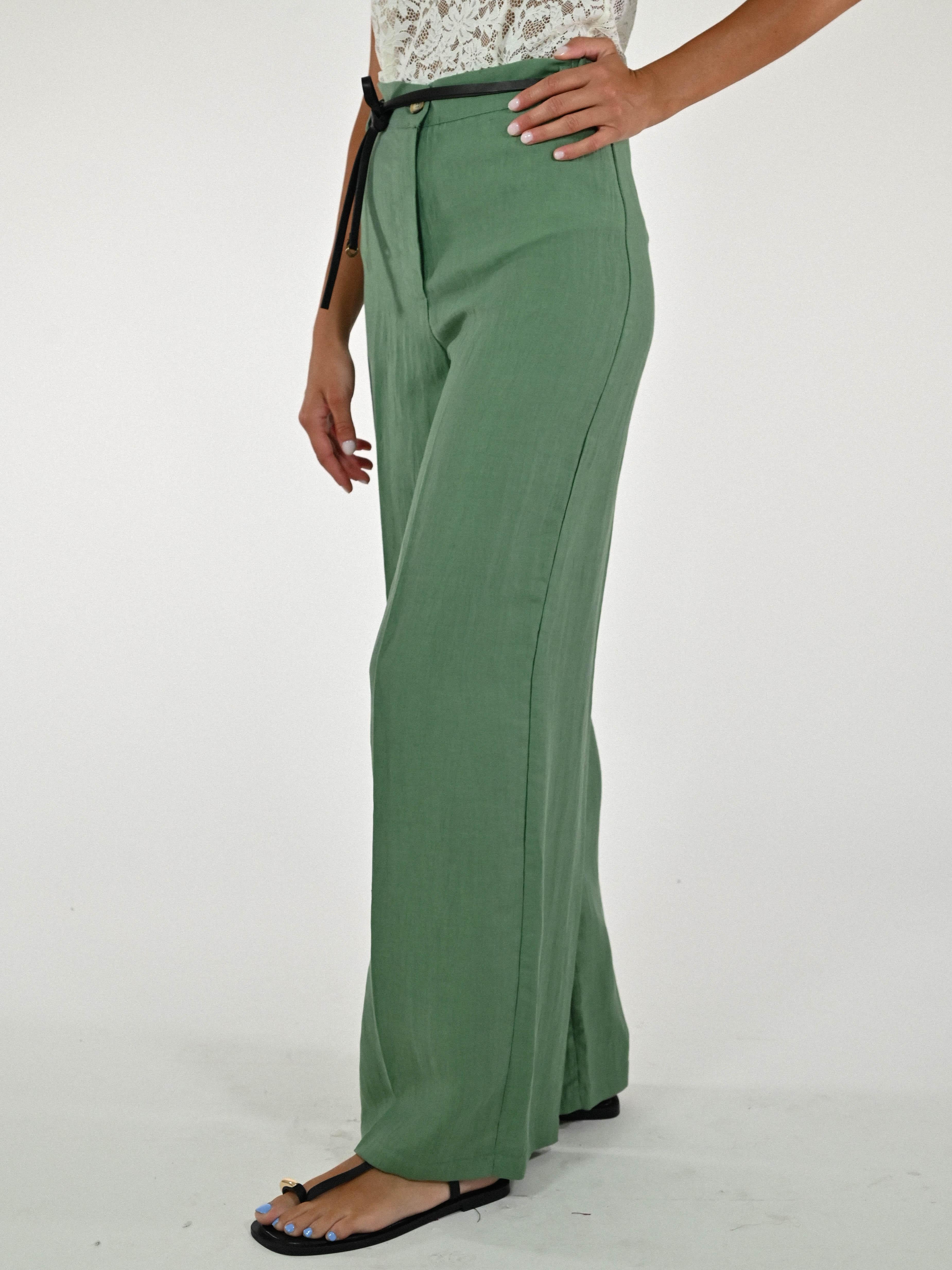 Pantalone palazzo cangiante lino salvia CPPE25432434 SALVIA LALTRA|STORIA 