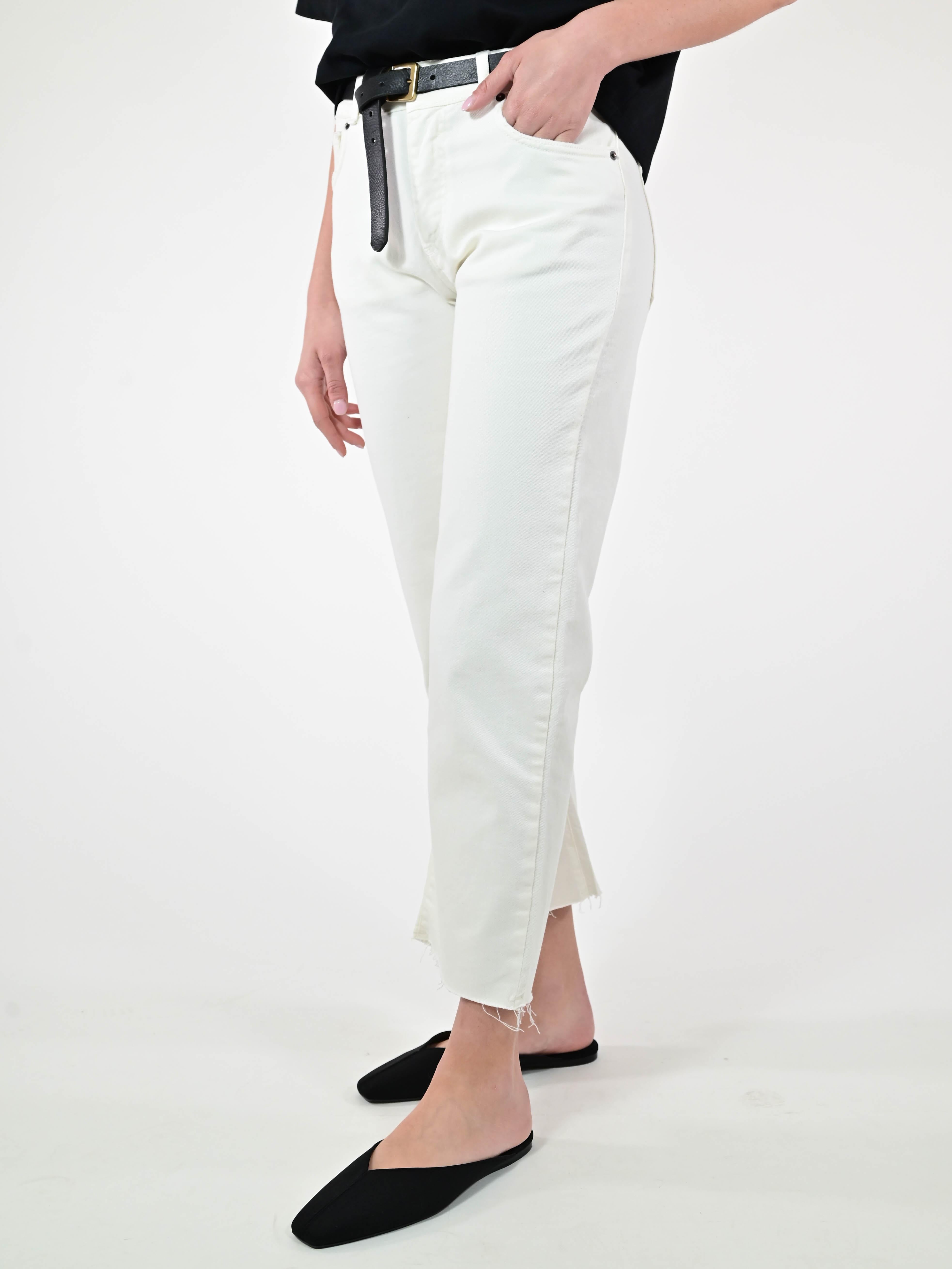 Jeans drill taglio vivo cotone bianco BL413-535P29 BIANCO LALTRA|STORIA 