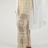 Pantalone macramè cotone burro CH9500812 BURRO LALTRA|STORIA 