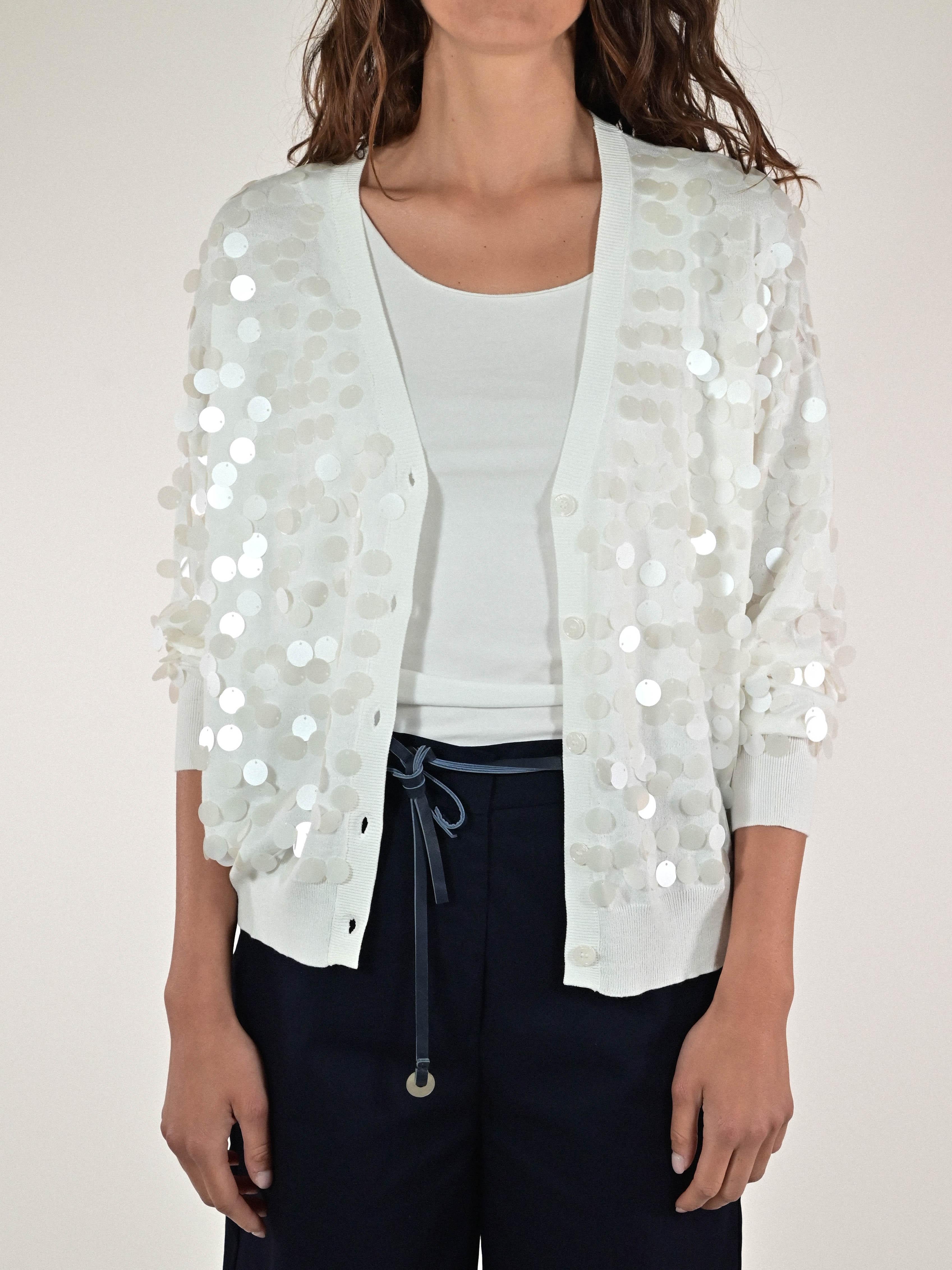 Cardigan paillettes viscosa panna D93VN4324 PANNA LALTRA|STORIA 