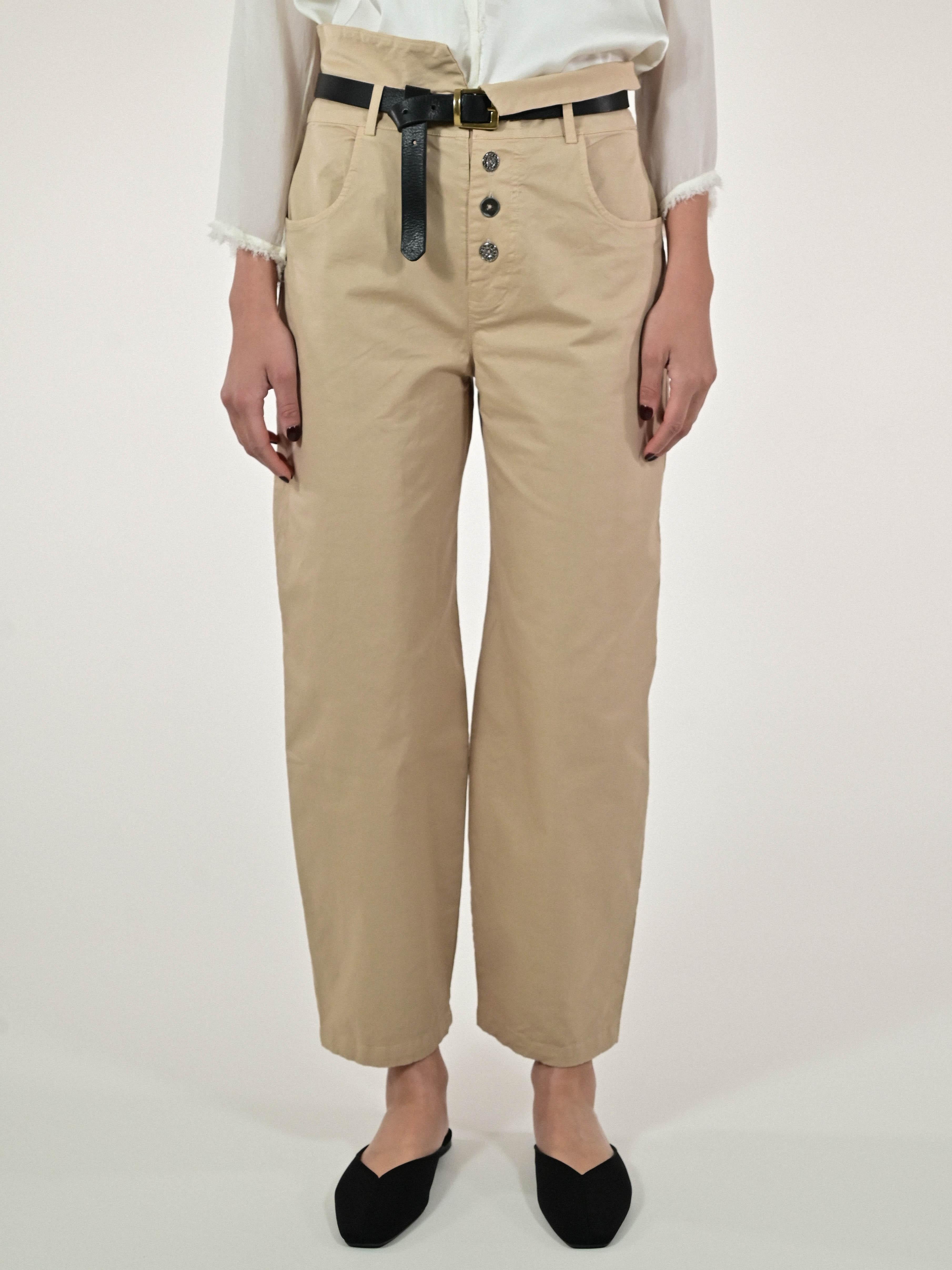 Pantalone bottoni cotone beige P1101832 BEIGE LALTRA|STORIA 