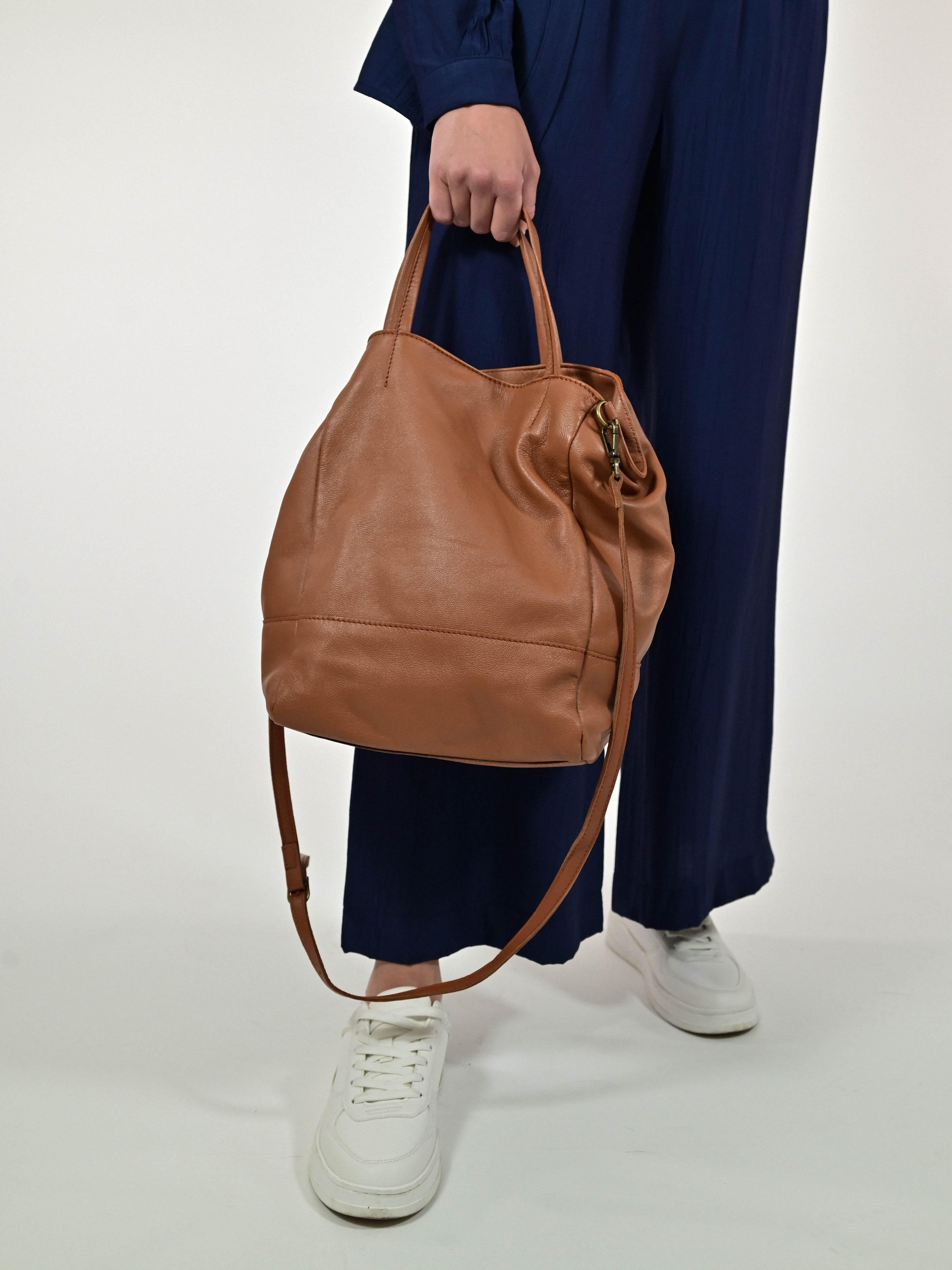 Borsa shopper doppia chiusura vera pelle cuoio GGAR15040 CUOIO LALTRA|STORIA 