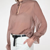 Camicia frappa pois viscosa mocha mou C1101531 MOCHA MOUSSE LALTRA|STORIA 
