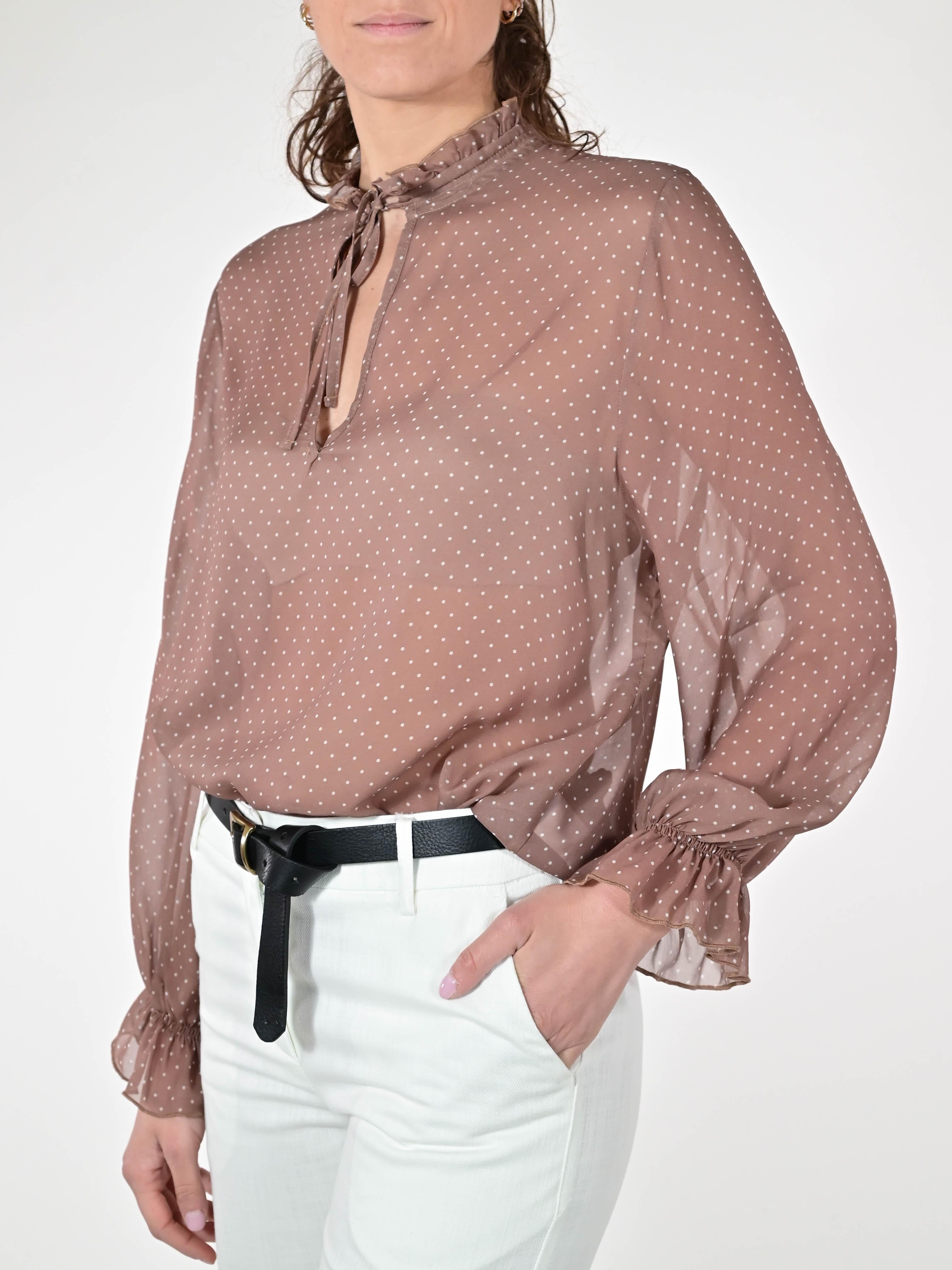 Camicia frappa pois viscosa mocha mou C1101531 MOCHA MOUSSE LALTRA|STORIA 
