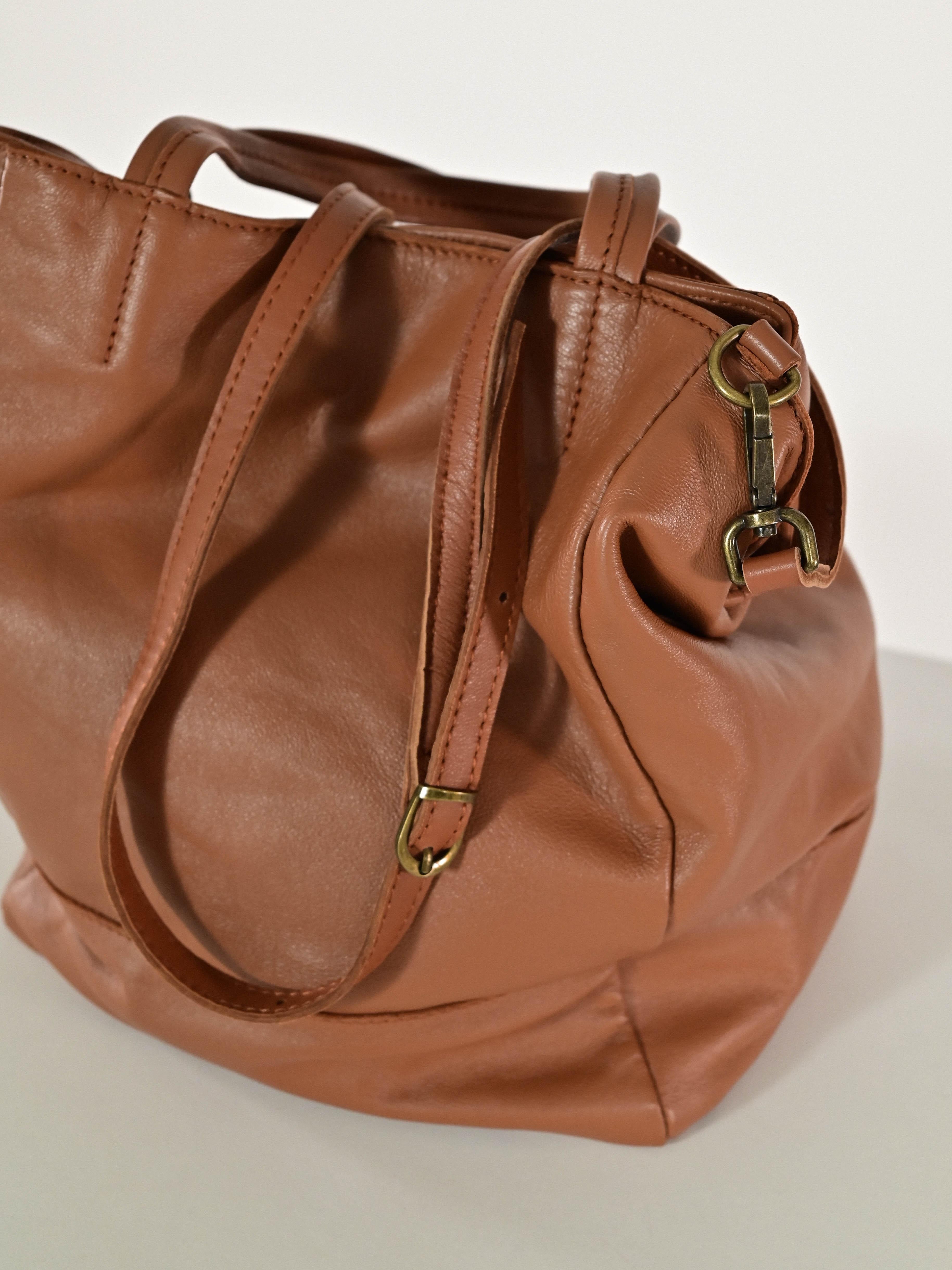 Borsa shopper doppia chiusura vera pelle cuoio GGAR15040 CUOIO LALTRA|STORIA 