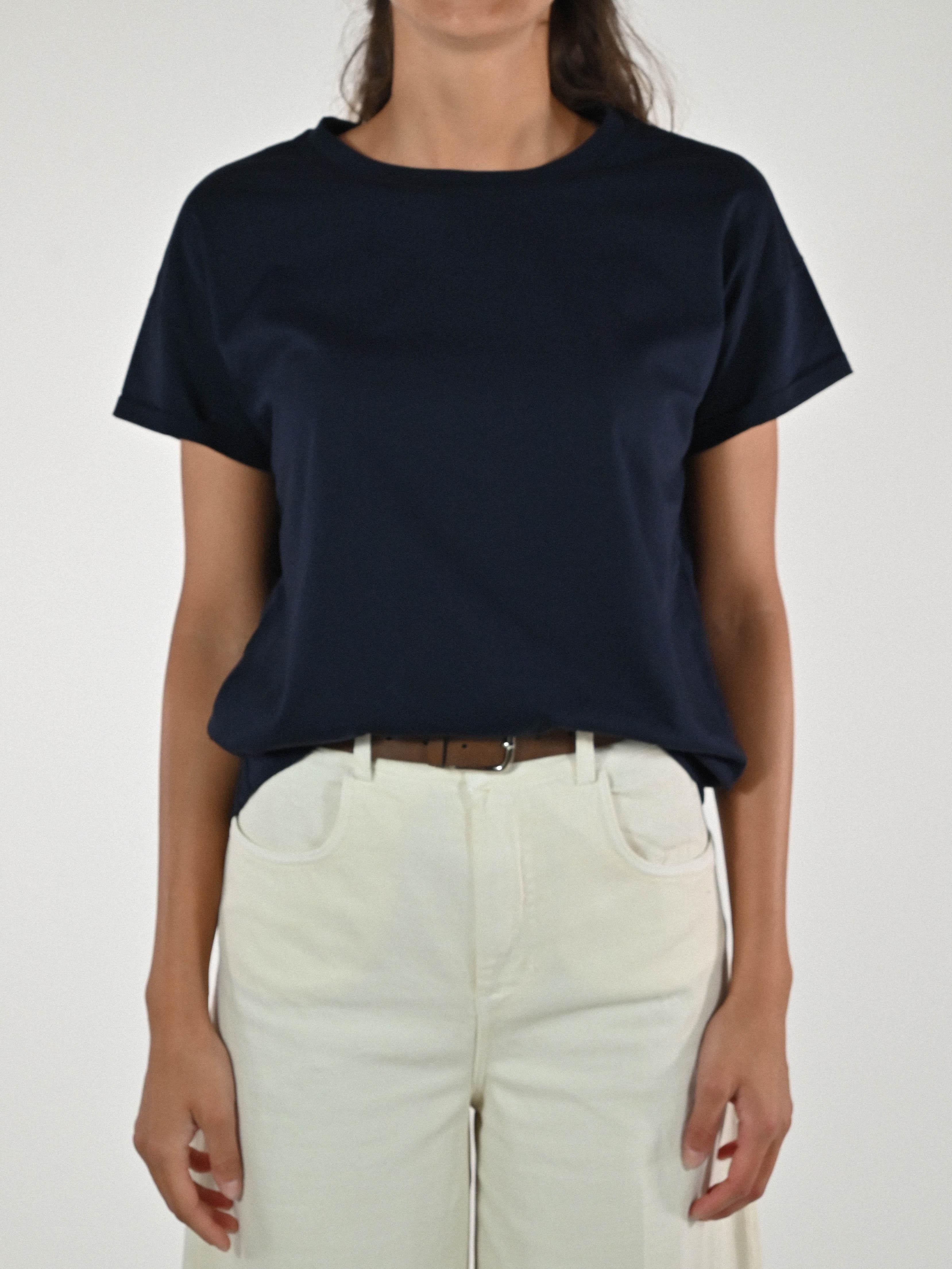 T-shirt girocollo cotone blu M1488-TP-BAS11 BLU LALTRA|STORIA 