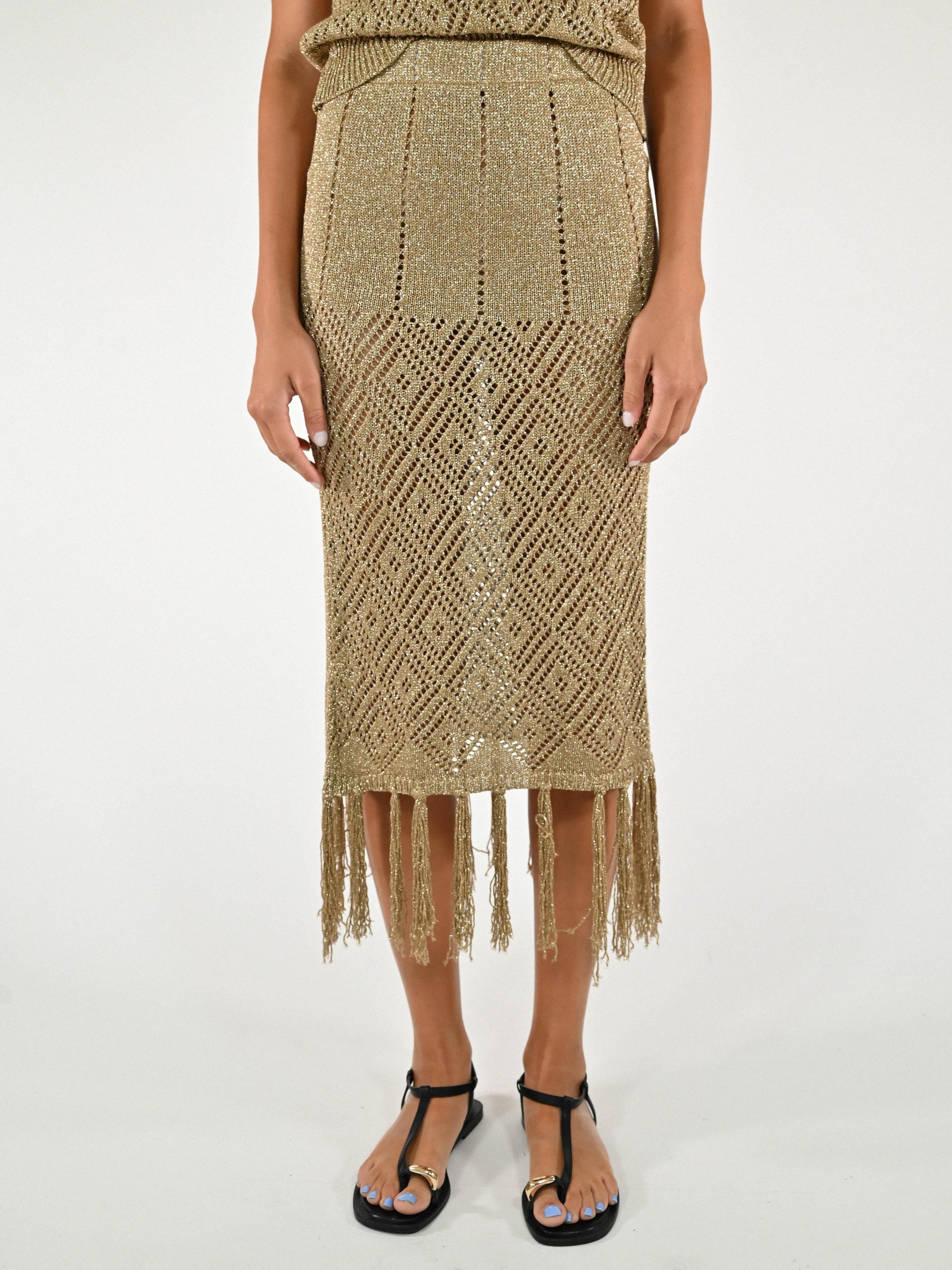 Gonna crochet lurex viscosa oro G6825-T183-BAS25 ORO LALTRA|STORIA 