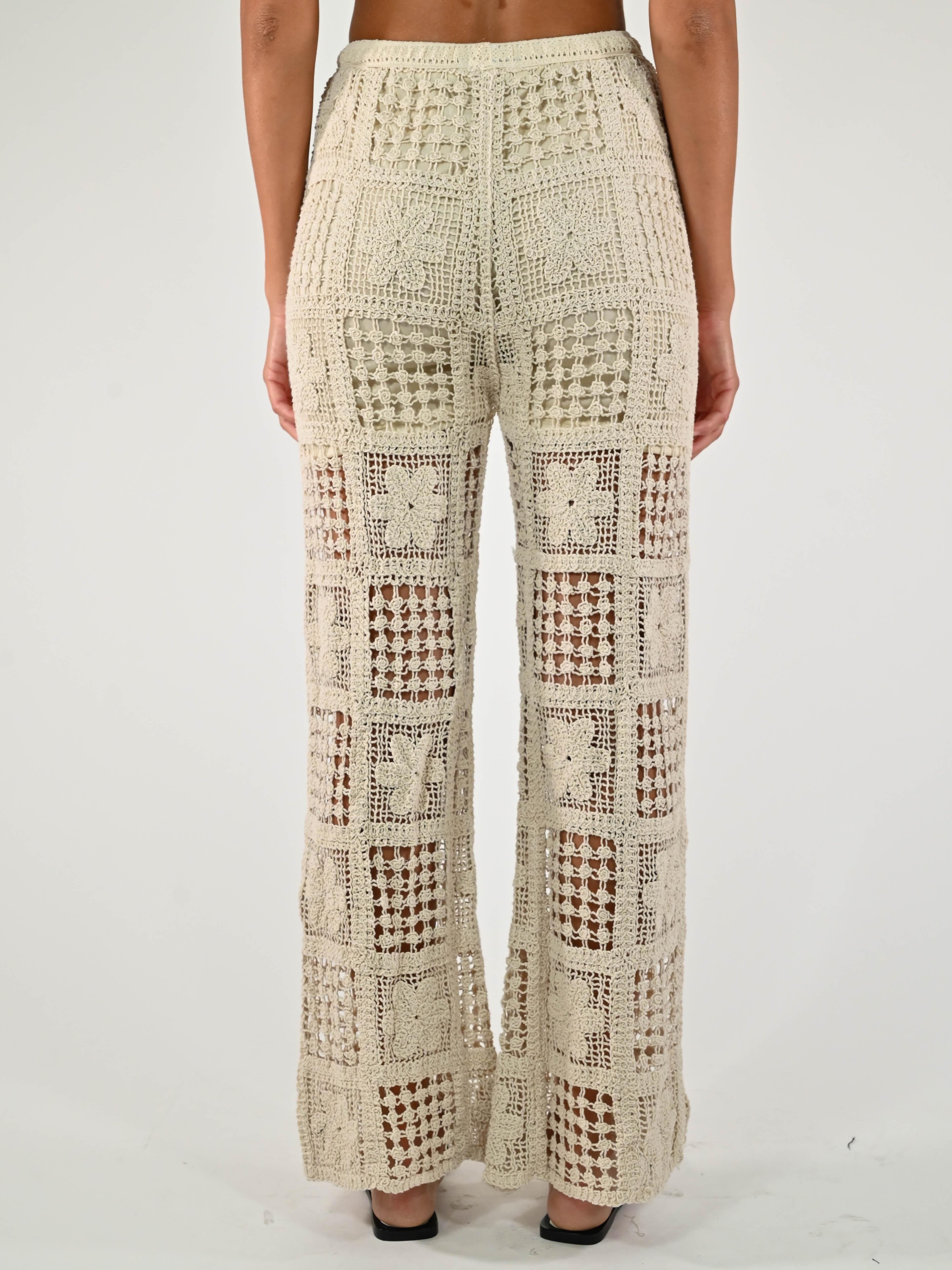 Pantalone macramè cotone burro CH9500812 BURRO LALTRA|STORIA 