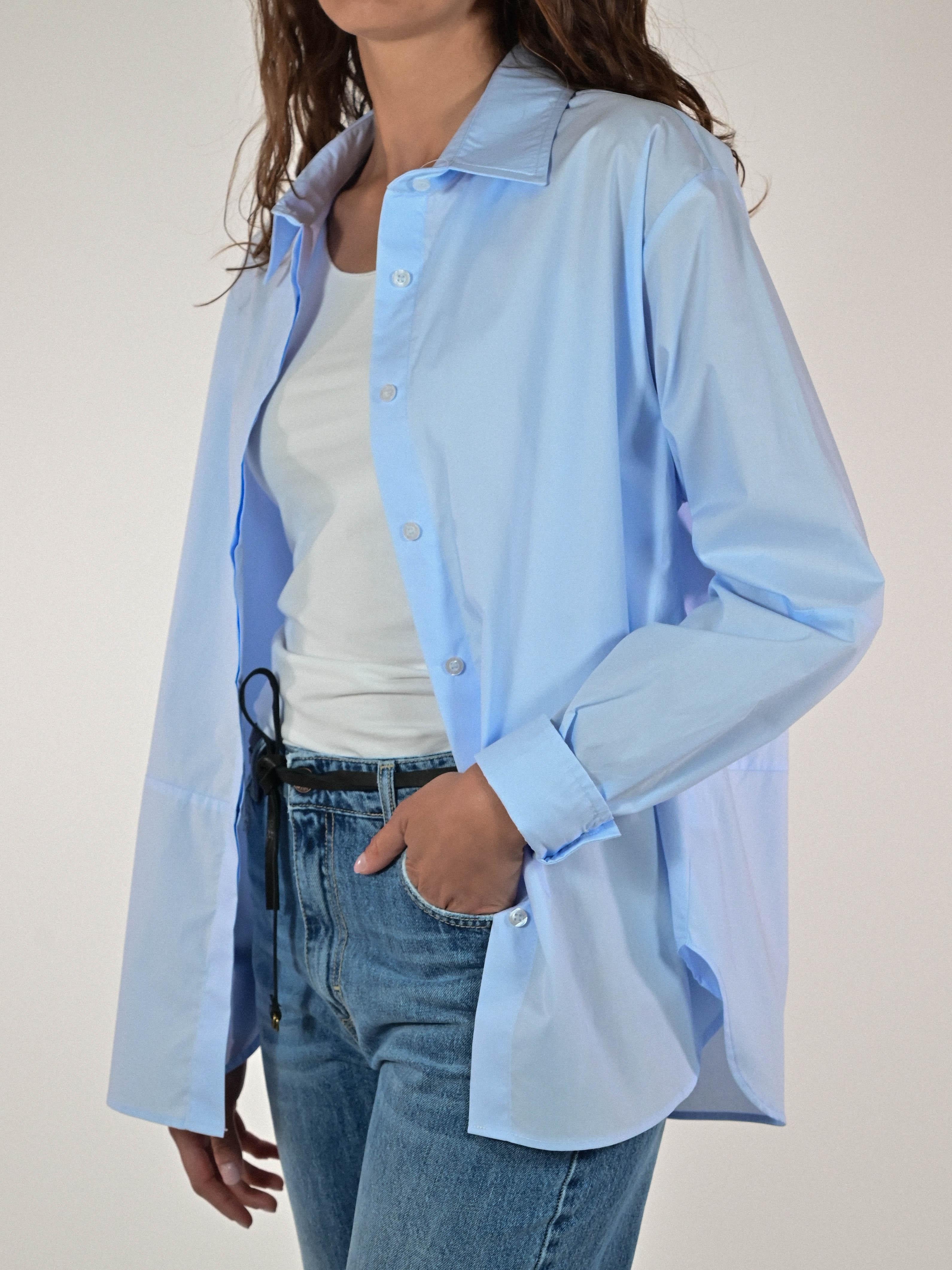 Camicia con taglio cotone celeste C6042-NT-BAS22 CELESTE LALTRA|STORIA 