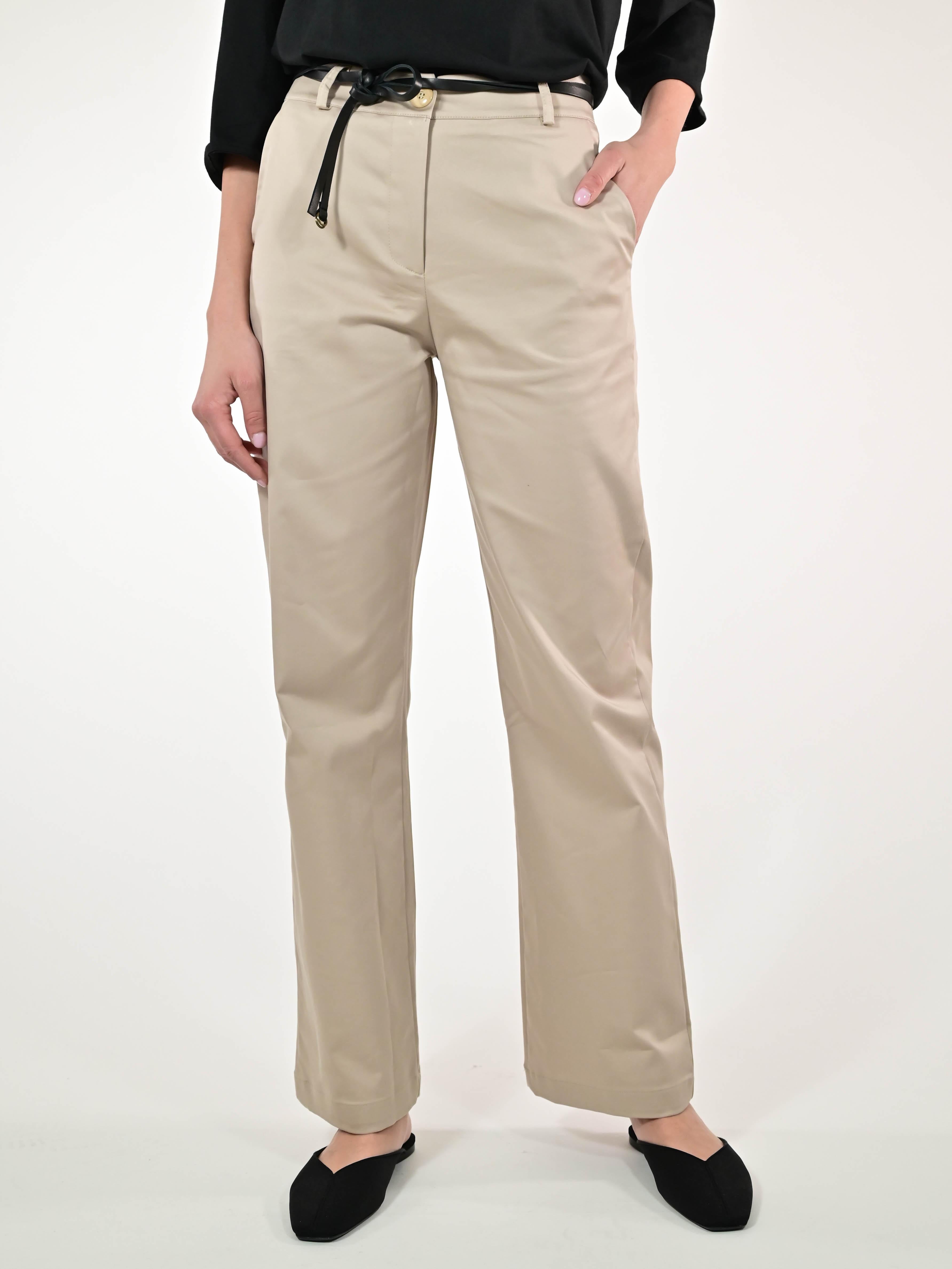 Pantalone gamba dritta in cotone beige P1100227 BEIGE LALTRA|STORIA 