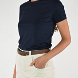 T-shirt slim girocollo cotone blu M1107-TP-BAS11 BLU LALTRA|STORIA 