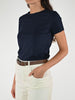 T-shirt slim girocollo cotone blu