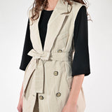 Gilet gessato cotone beige G1091152 BEIGE LALTRA|STORIA 