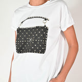 Maglia borsa con applicazioni cotone M1488-T115S443BI23 BIANCO LALTRA|STORIA 
