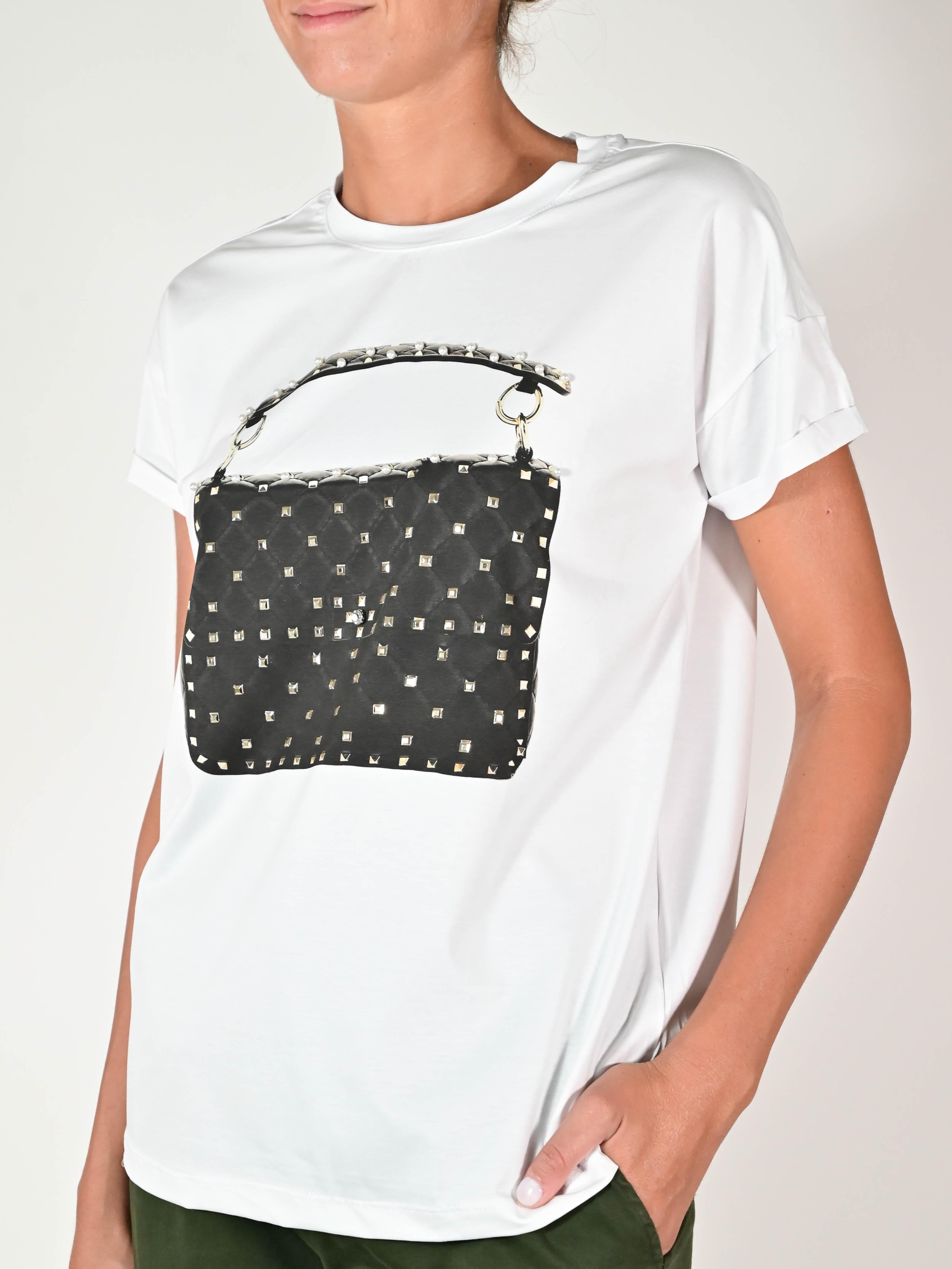 Maglia borsa con applicazioni cotone M1488-T115S443BI23 BIANCO LALTRA|STORIA 