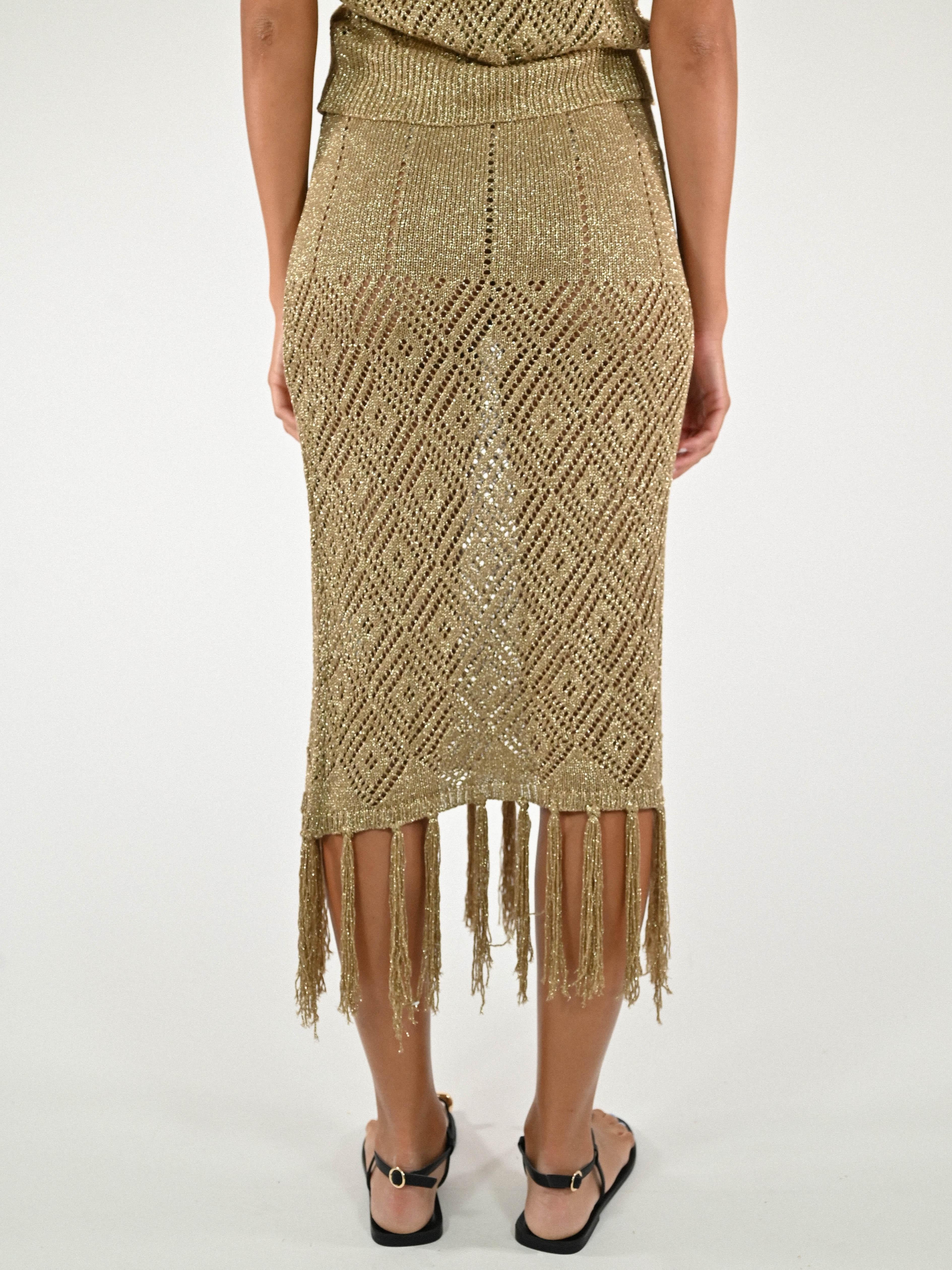 Gonna crochet lurex viscosa oro G6825-T183-BAS25 ORO LALTRA|STORIA 
