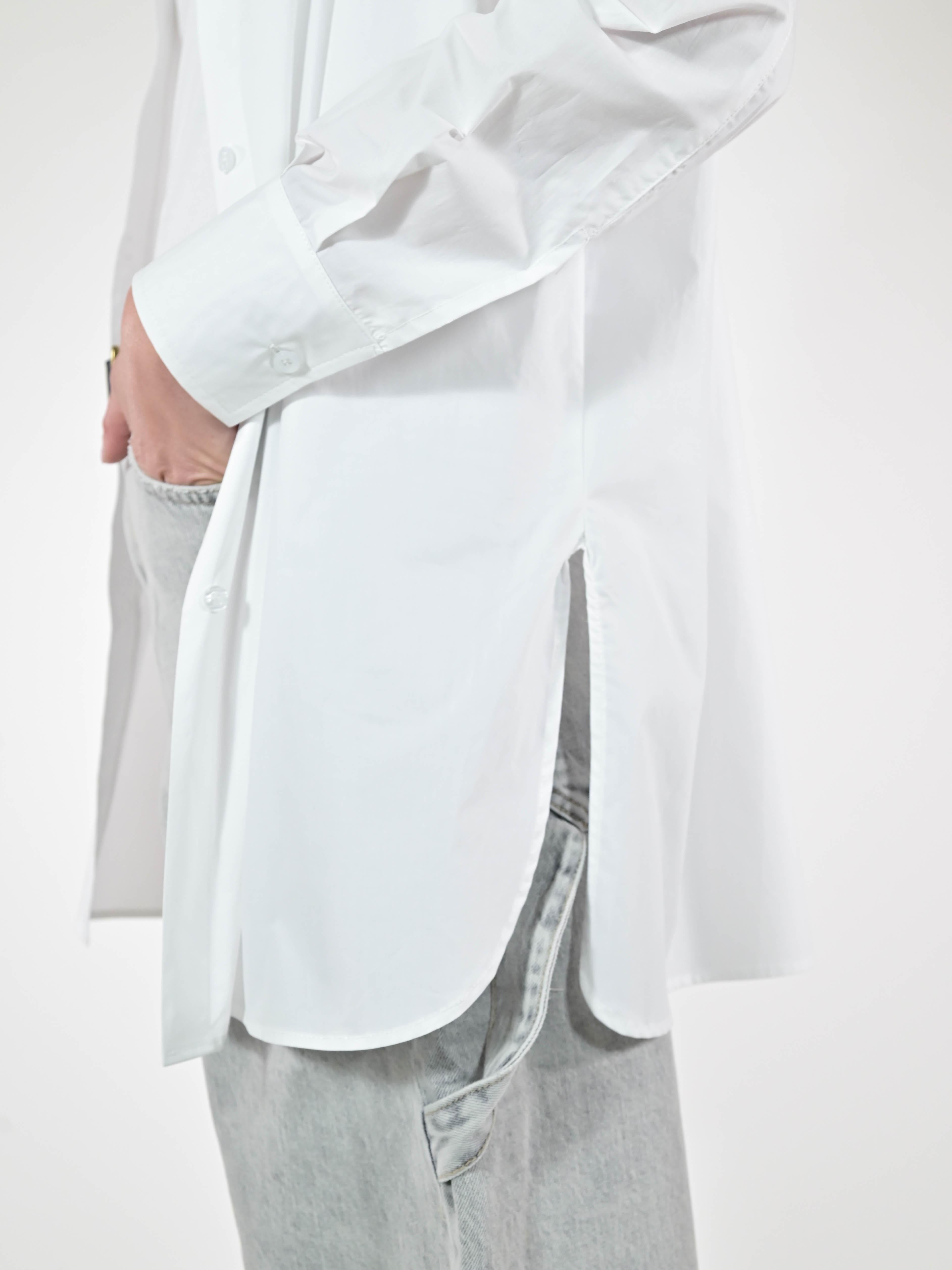 Camicia basic lunga cotone bianco C5645-NT/BAS21 BIANCO LALTRA|STORIA 
