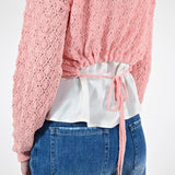 Maglia laccio traforata cotone rosa EL-25P10135 ROSA LALTRA|STORIA 