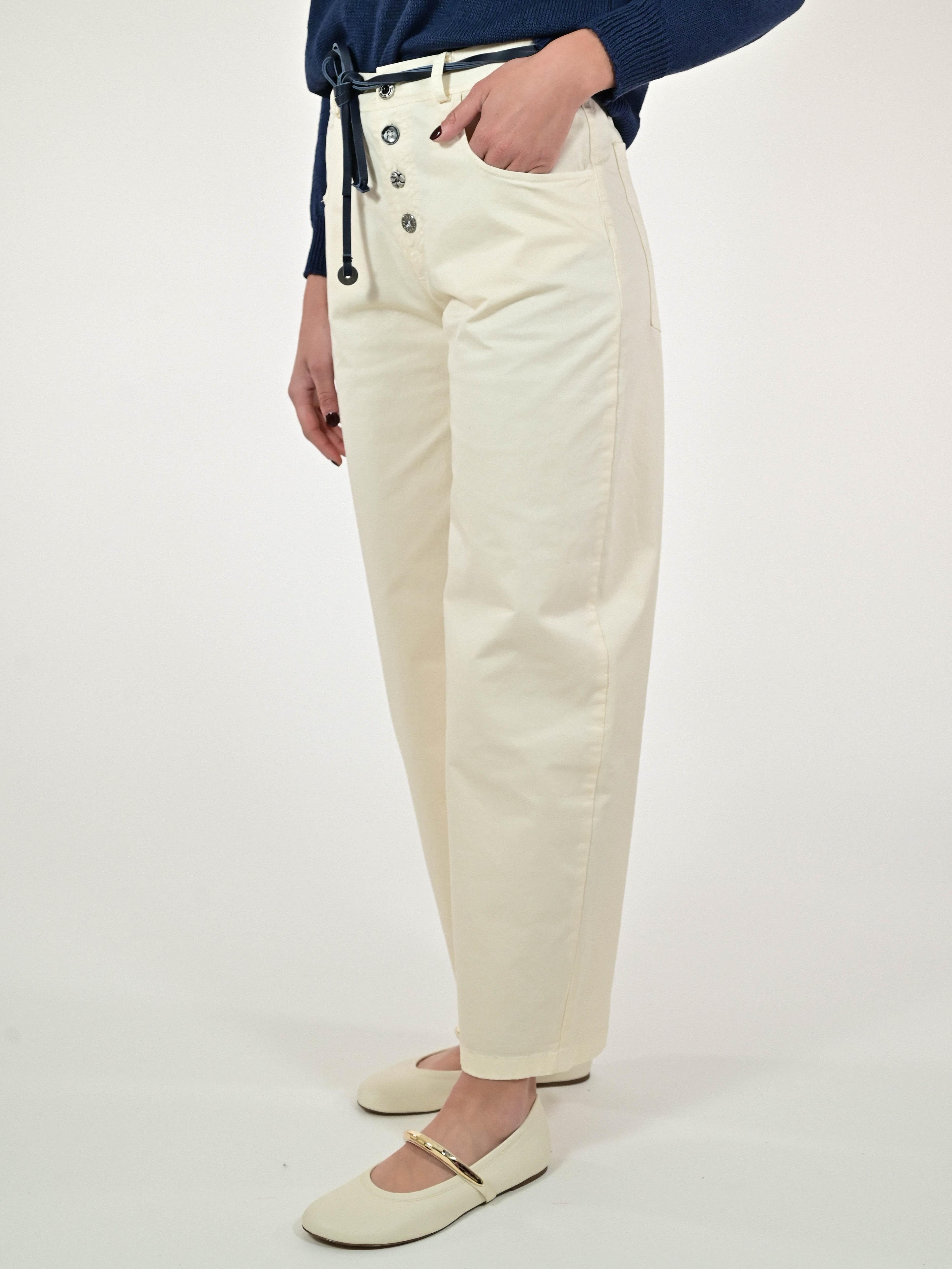 Pantalone largo bottoni cotone burro P1102321 BURRO LALTRA|STORIA 