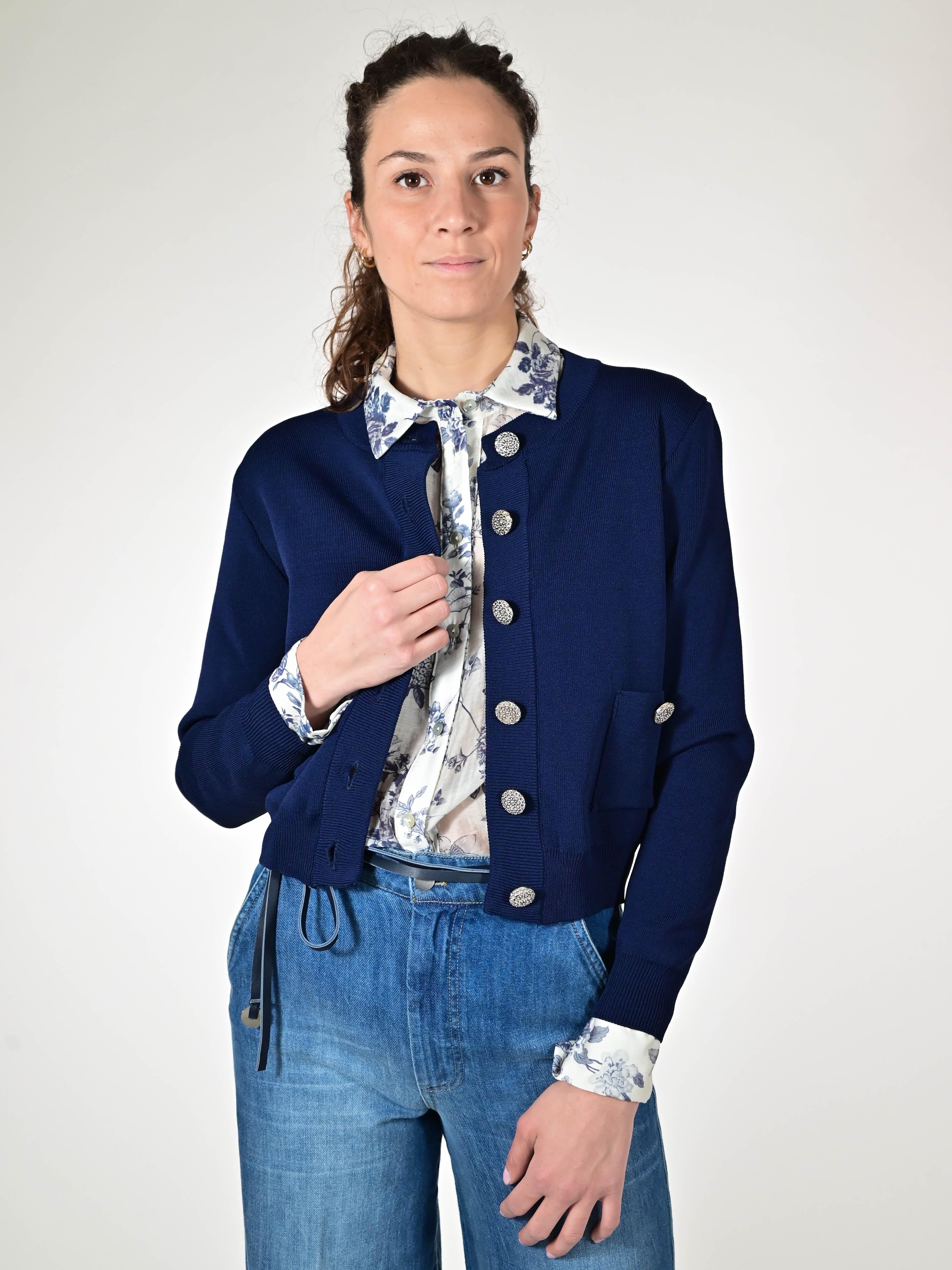 Giacchina bottoni oro viscosa blu E-2520859 BLU LALTRA|STORIA 