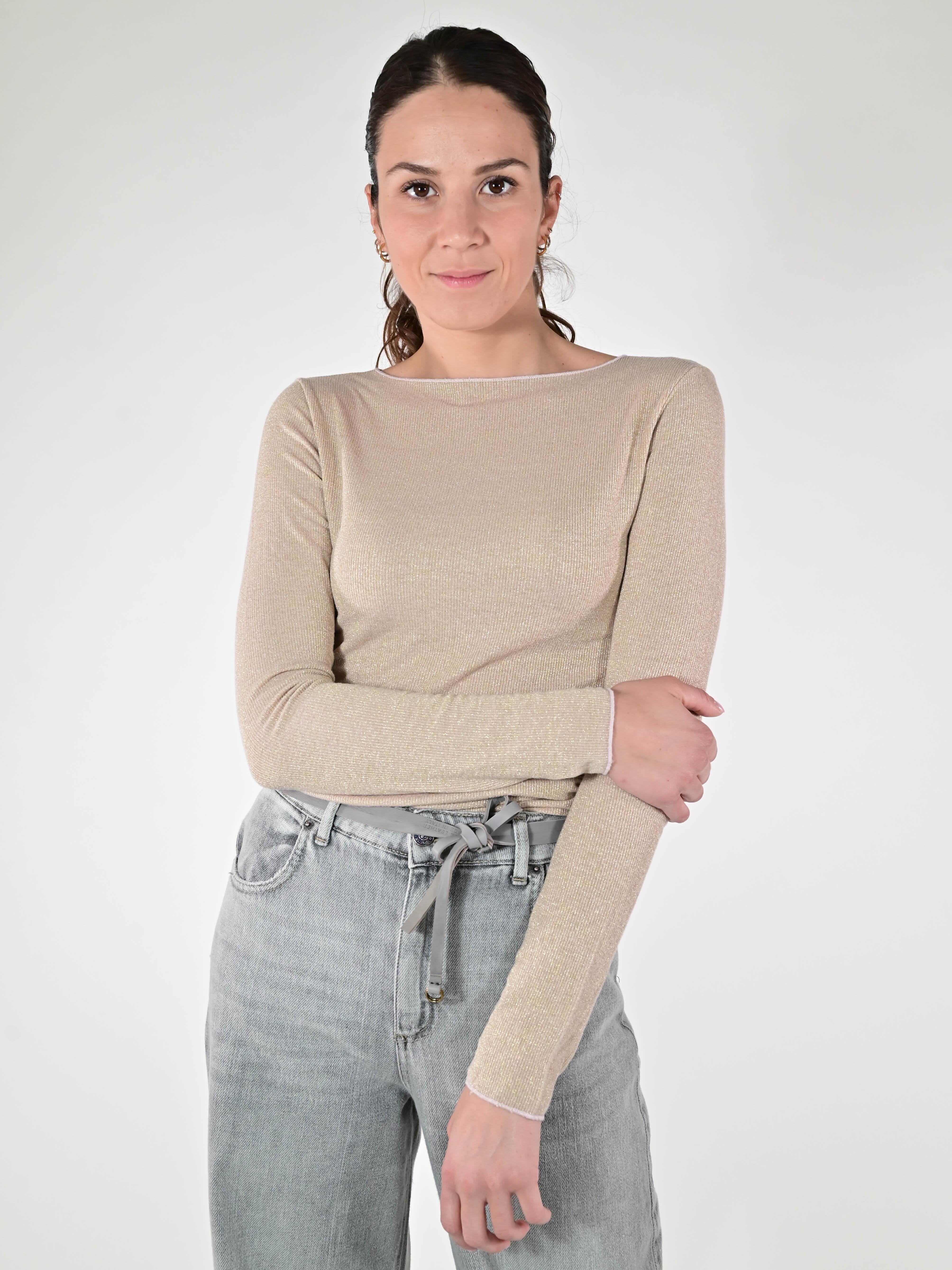 Maglia coste lurex frullino cipria JS12635/9178 CIPRIA LALTRA|STORIA 