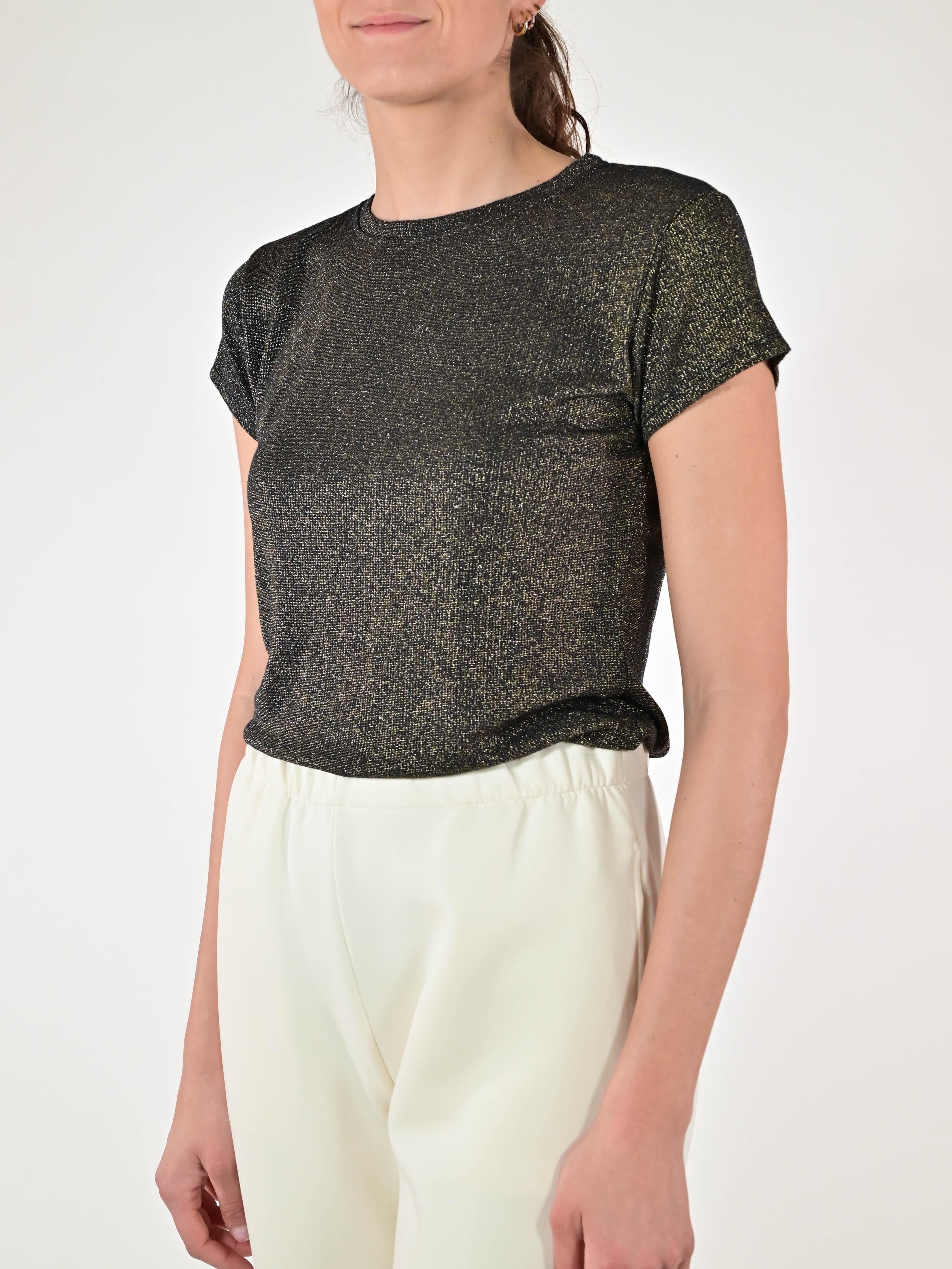 Maglia coste lurex manica corta blu JS19598/9178 BLU LALTRA|STORIA 