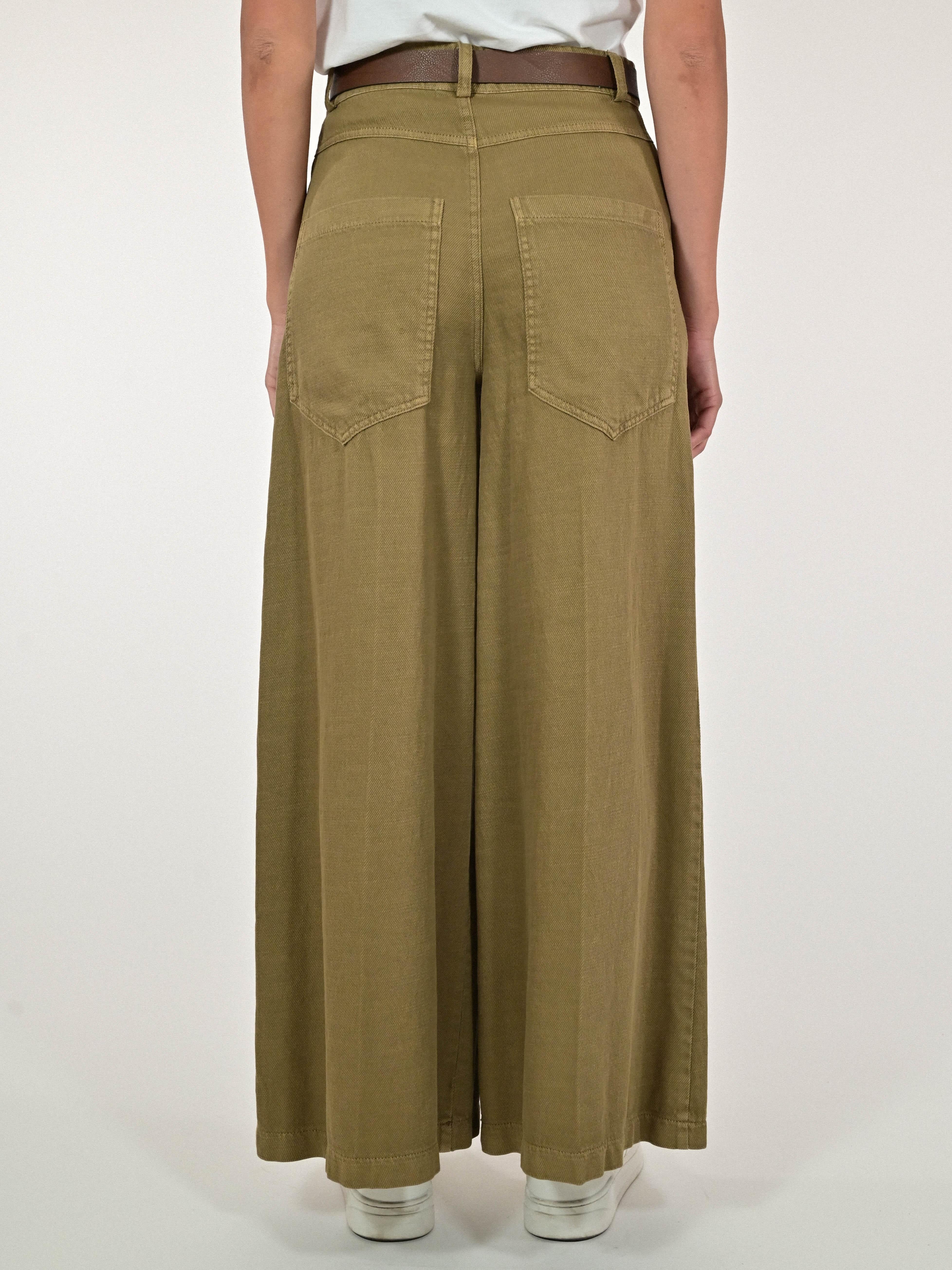 Pantalone palazzo con cinta cotone militare CPPE25420632 MILITARE LALTRA|STORIA 