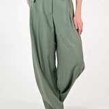 Pantalone largo pinces viscosa verde VBPE254560842 VERDE LALTRA|STORIA 