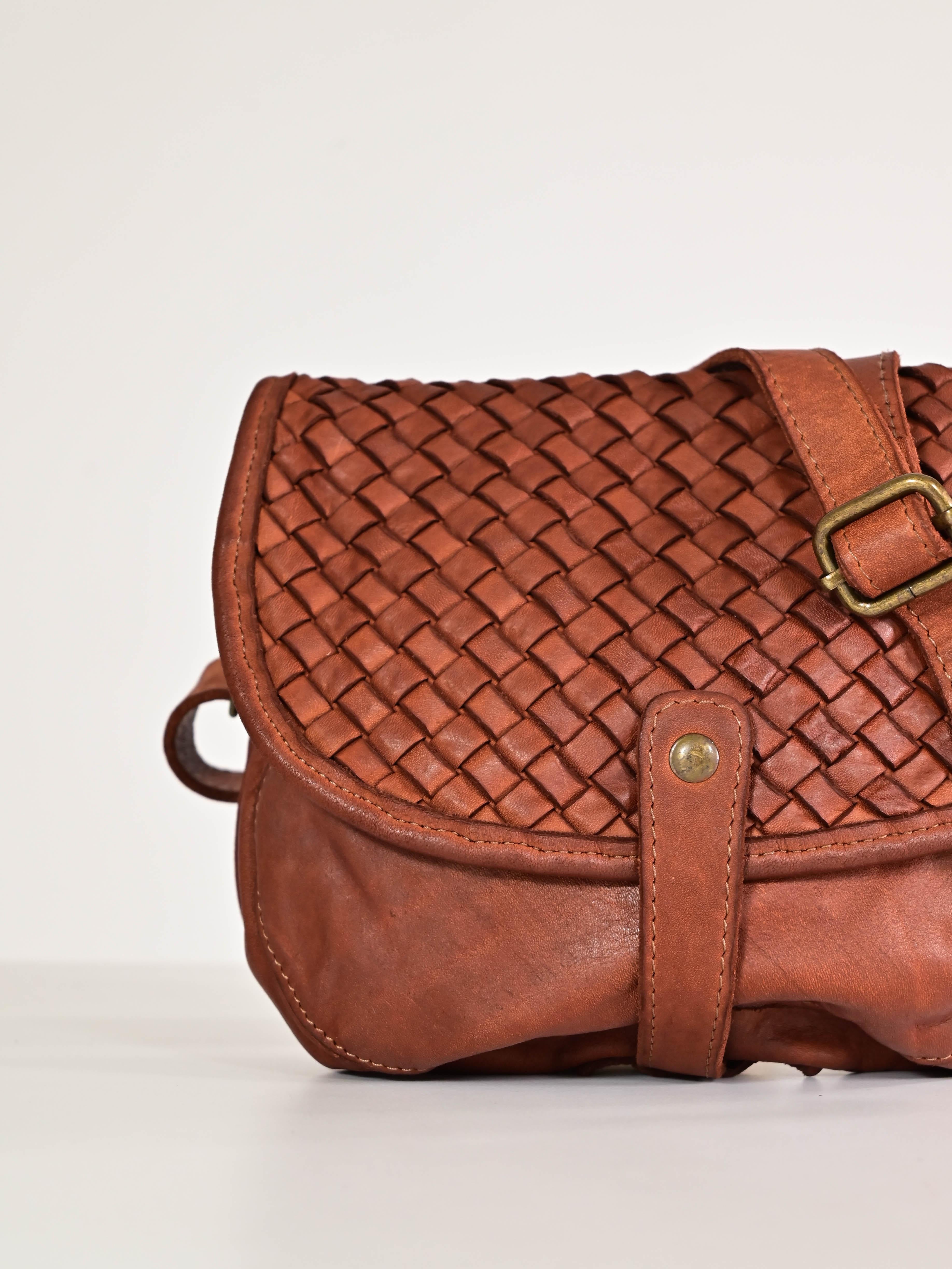 Borsa tolfina patta intreccio vera pelle cuoio CPFBD4544 CUOIO LALTRA|STORIA 
