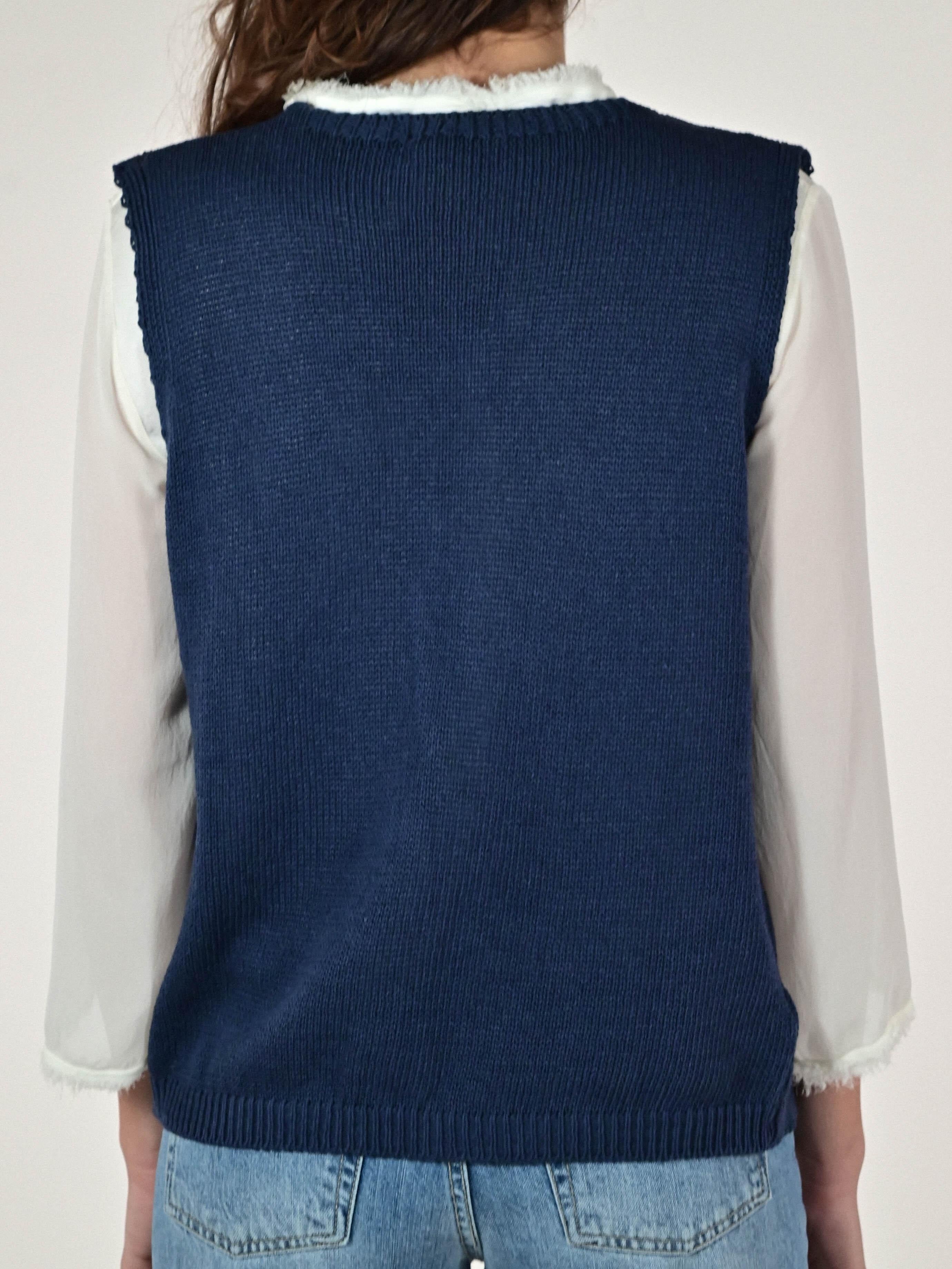 Gilet bottoni filato cotone blu MJ2571710 BLU LALTRA|STORIA 