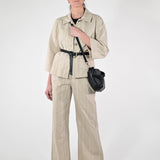Pantalone palazzo gessato beige P1096433 BEIGE LALTRA|STORIA 