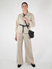 Pantalone palazzo gessato beige